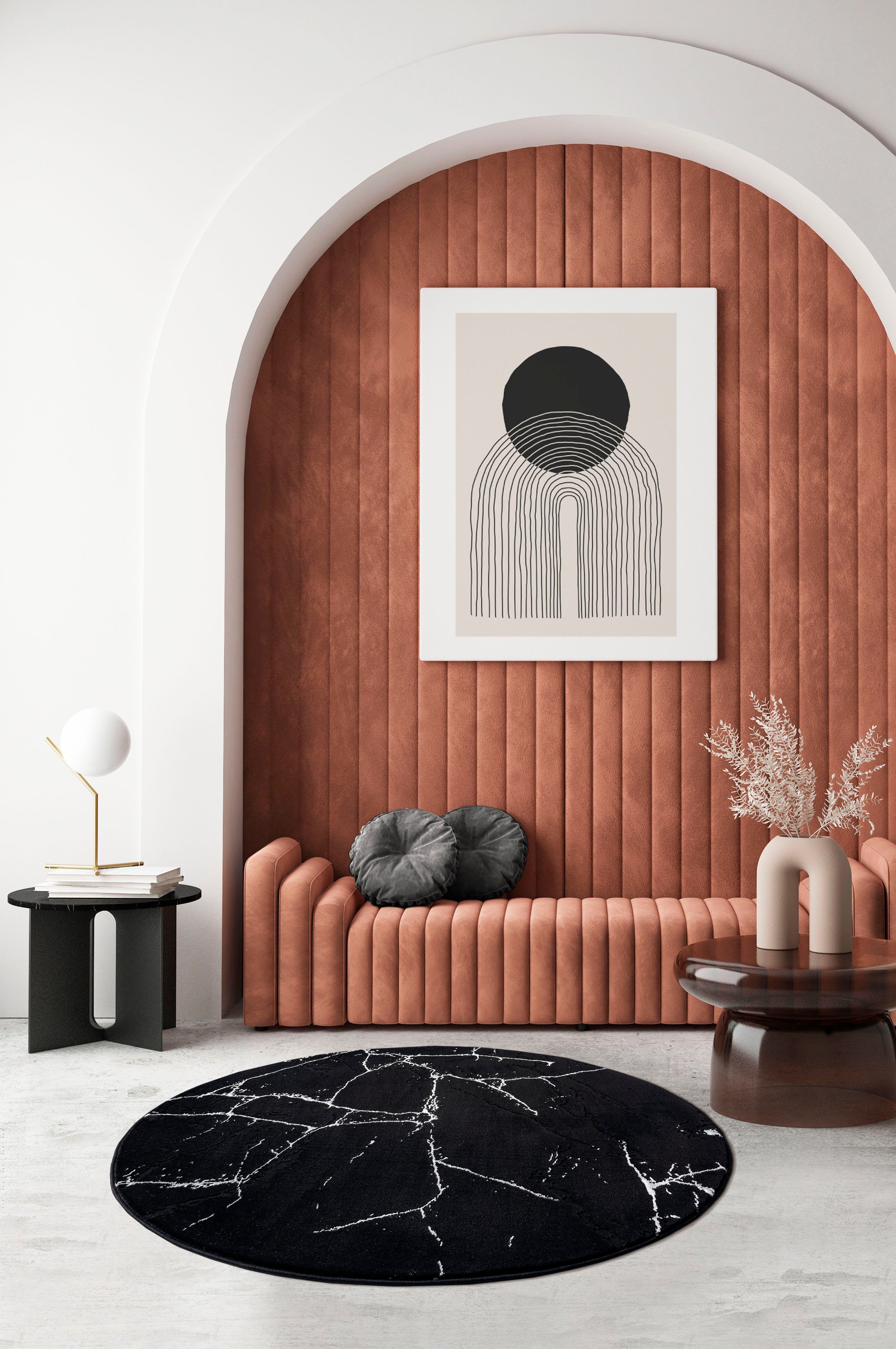my home Vloerkleed Juliet modern marmerdesign, korte pool, gemakkelijk in onderhoud, zacht