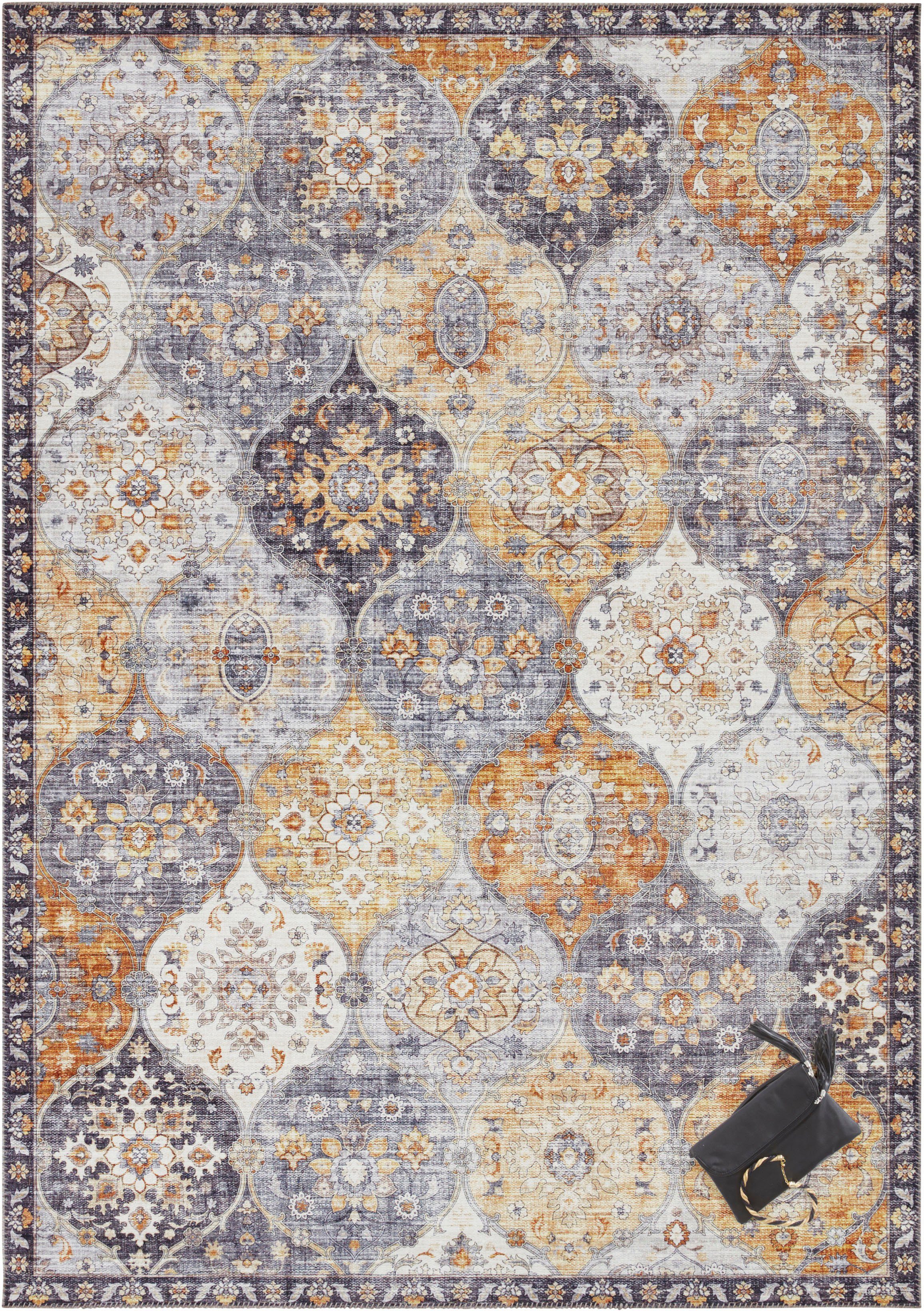 ELLE DECORATION Vloerkleed Kasjmier Ghom Oosters, loper, kortpolig, vintage, woonkamer, slaapkamer