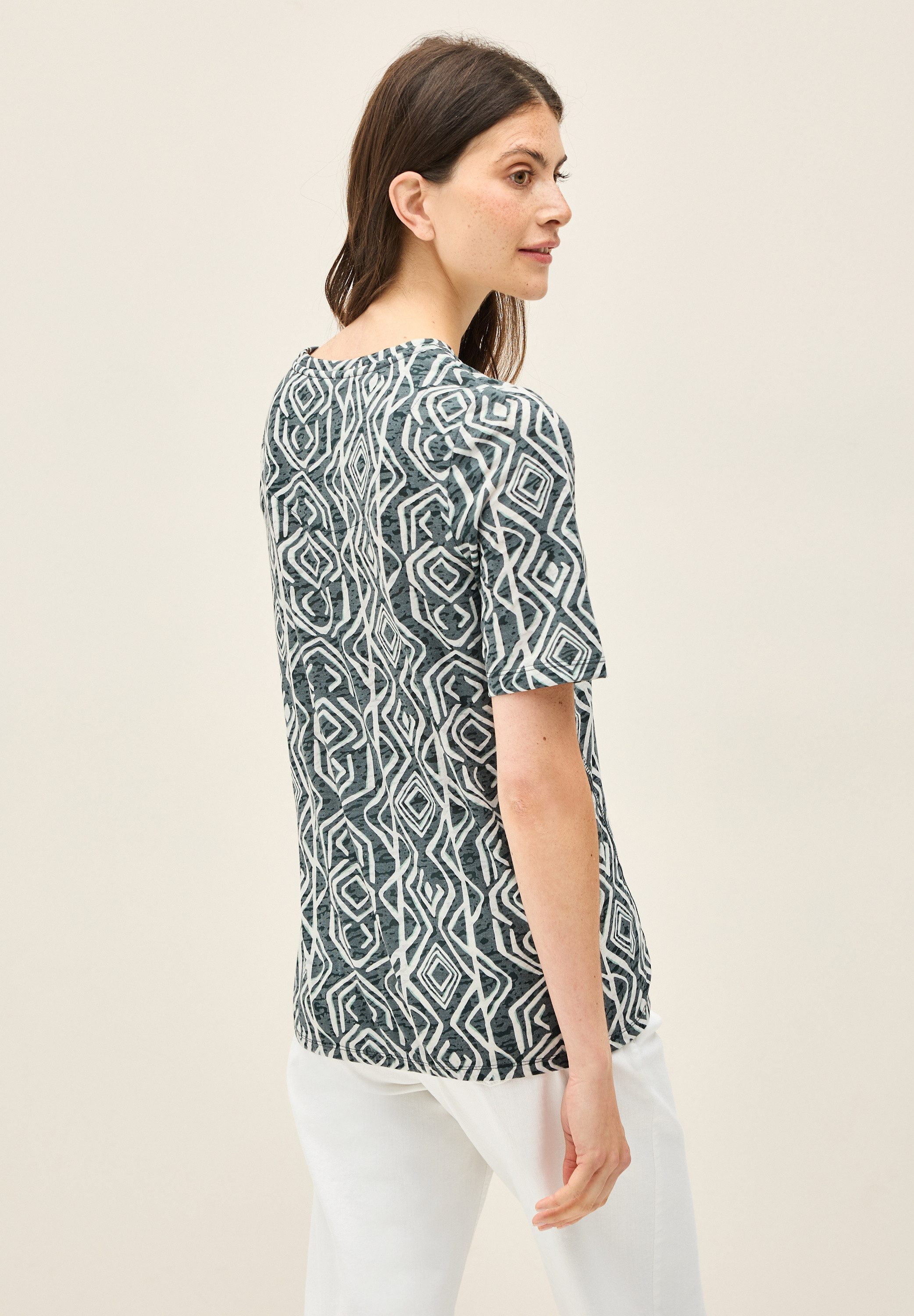 Cecil T-shirt in etskant-look