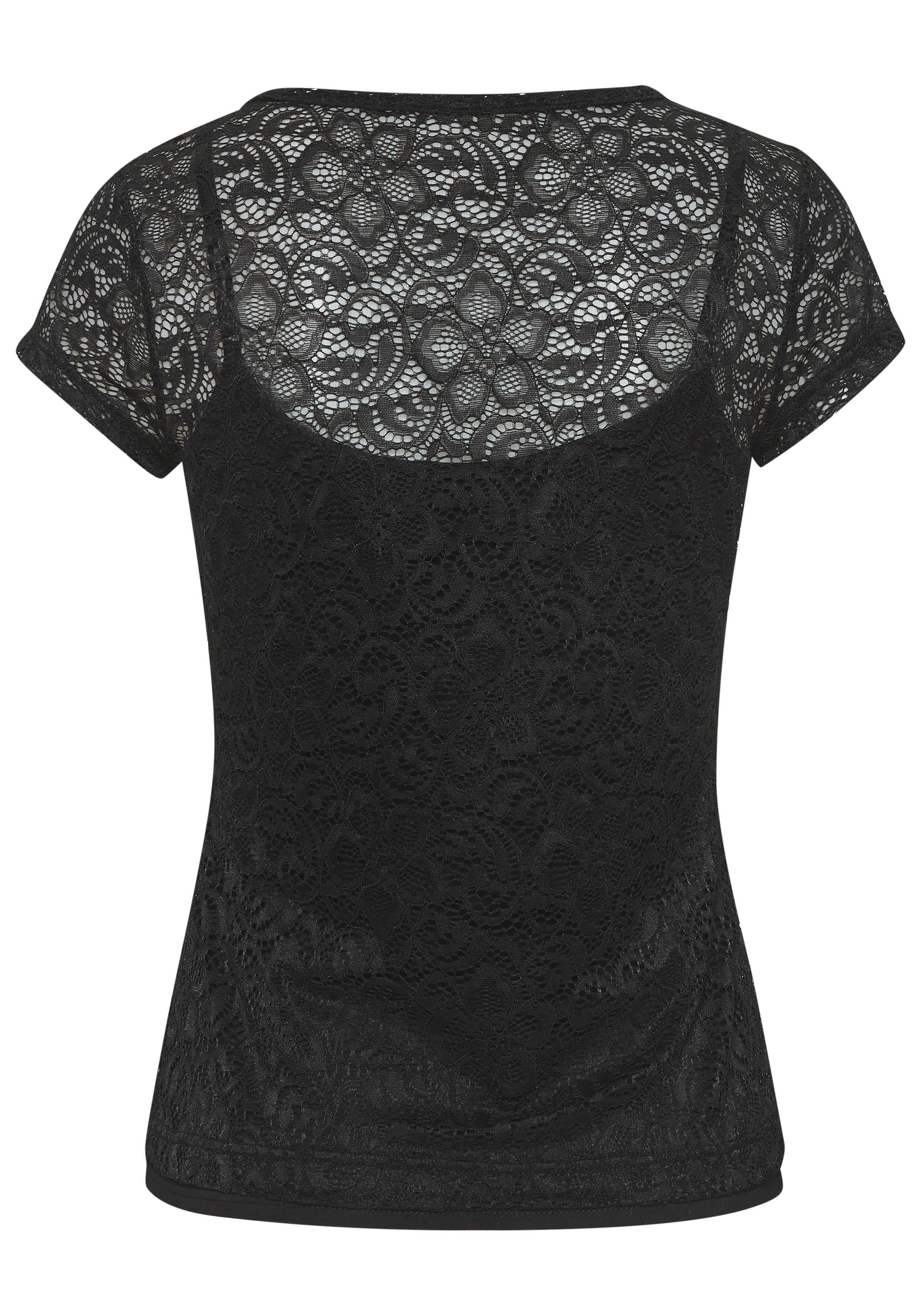 Lascana Kanten shirt met bloemmotief (set, +Top)
