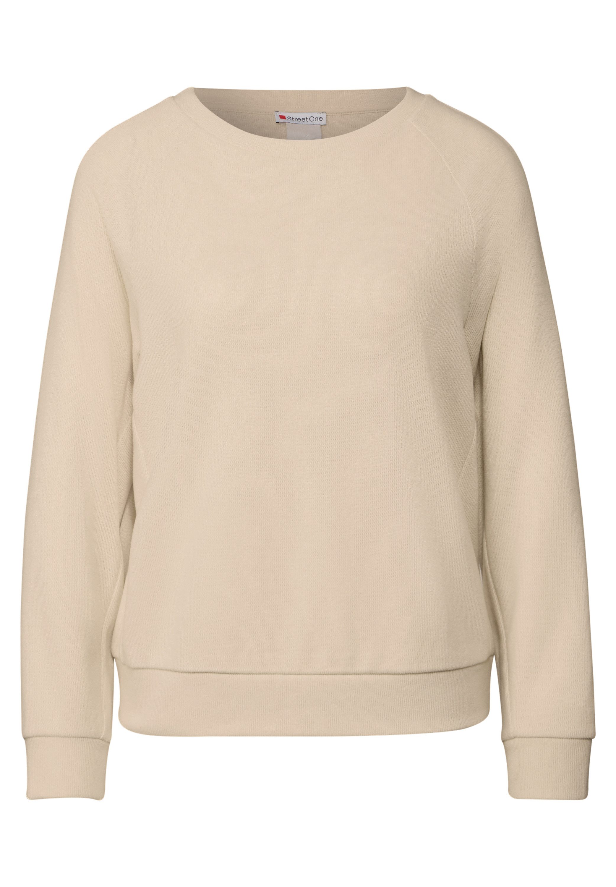 STREET ONE Sweater met u-hals en in fijne structuur-look