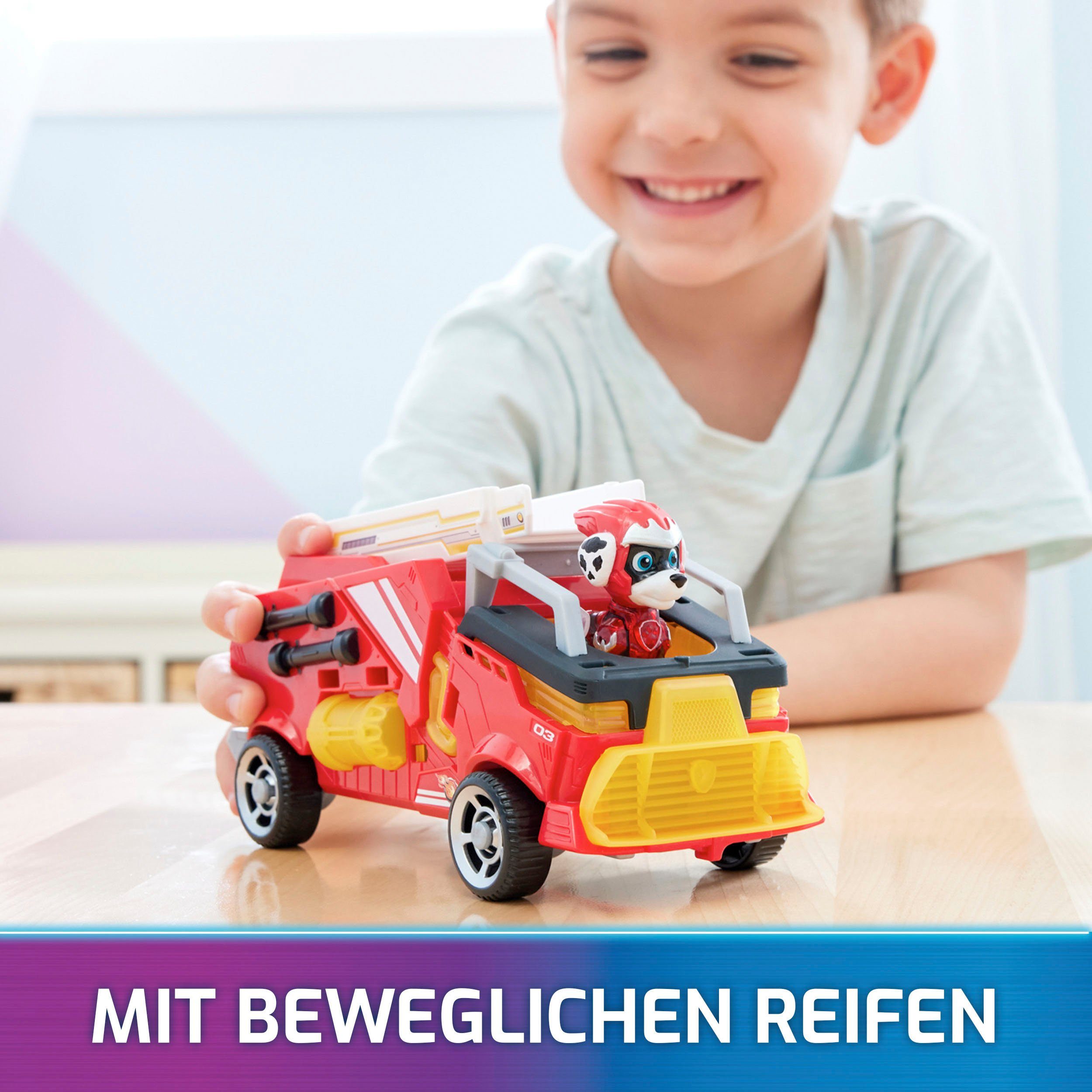 Spin Master Speelgoedauto Paw Patrol - Movie II - Basic Themed Vehicles Marshall van marshall bluseenheid met puppyfiguur, licht- en geluidseffect