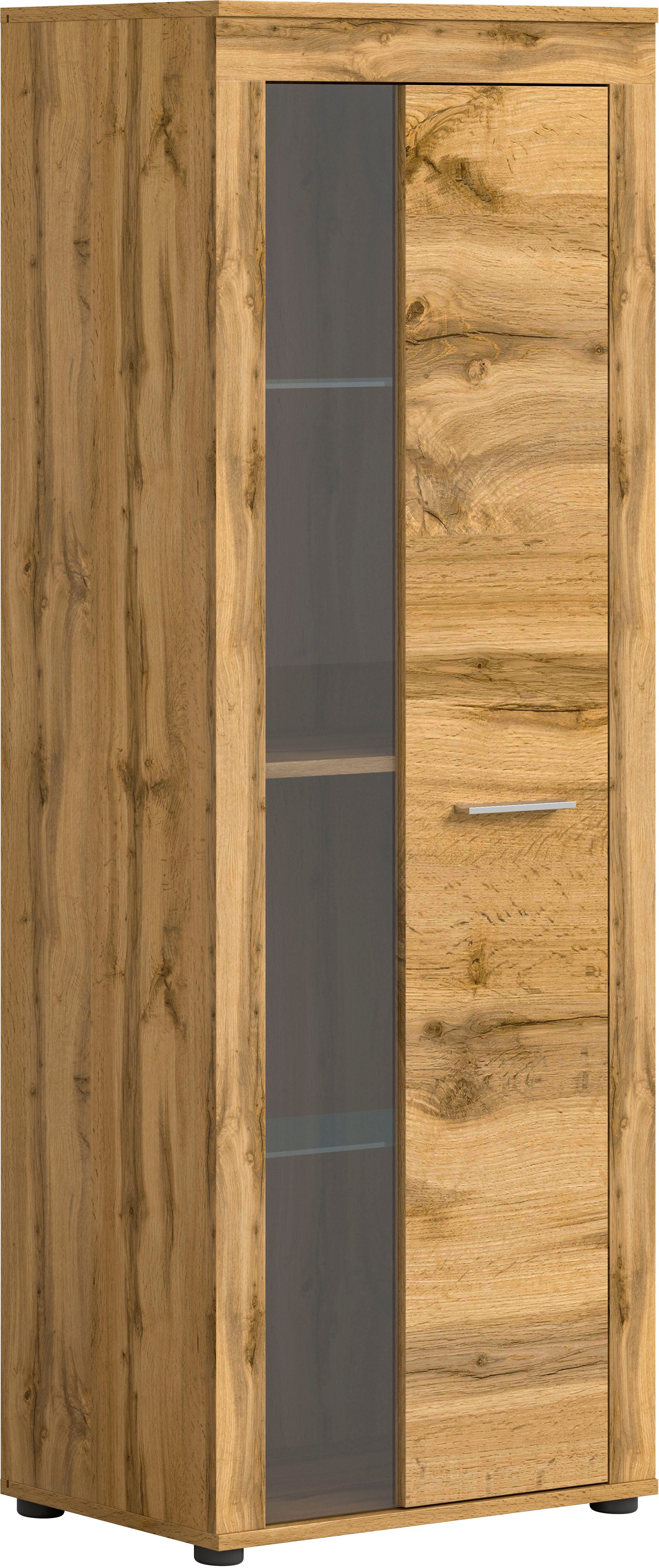 INOSIGN Vitrinekast Aosta, hoogte 159 cm, in verschillende kleuruitvoeringen 1 deur, 3 legplanken, 4 vakken, woonkamer, staande vitrine, glazen vitrine