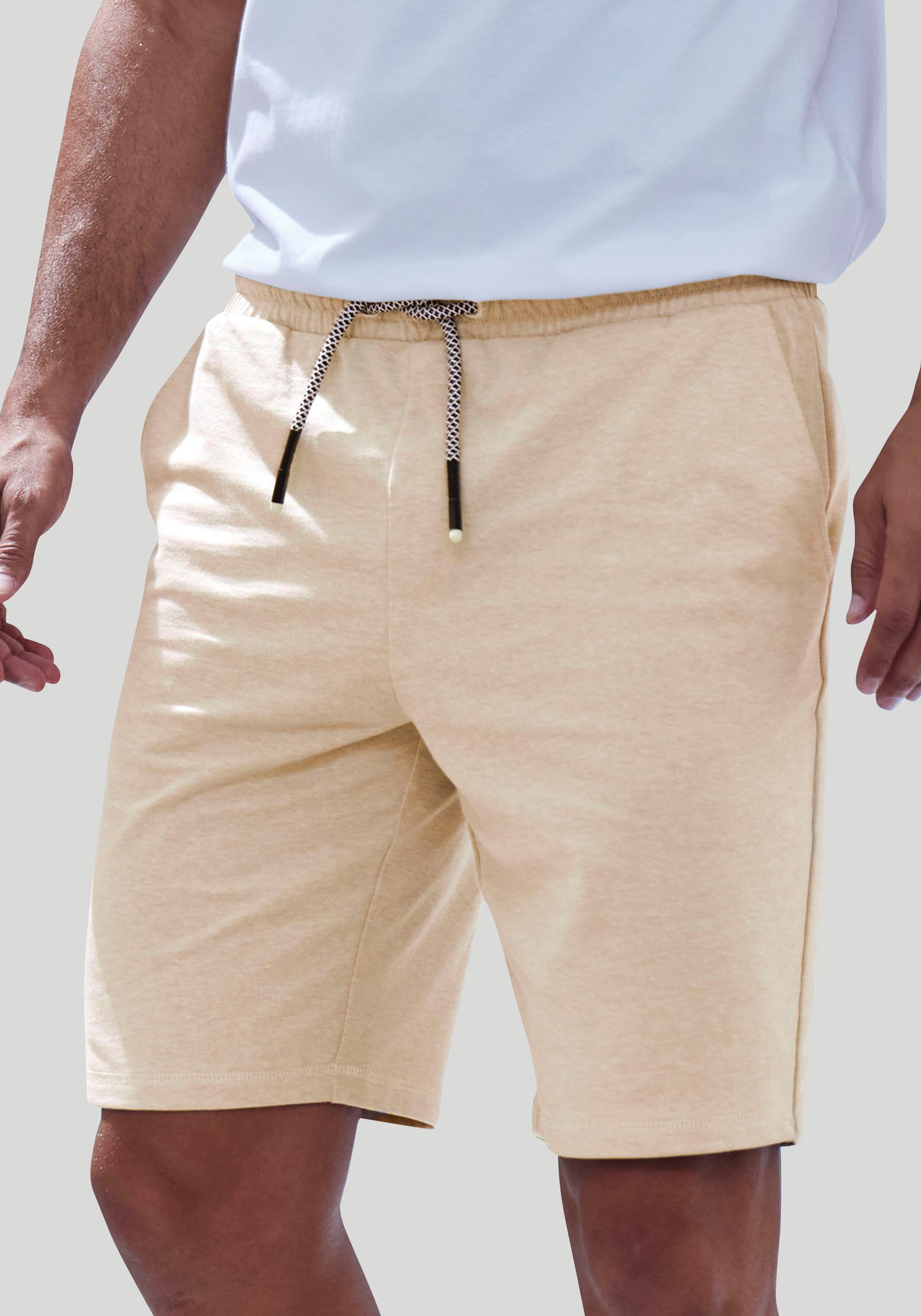John Devin Sweatshort Wijd model in melange-look van katoenmix