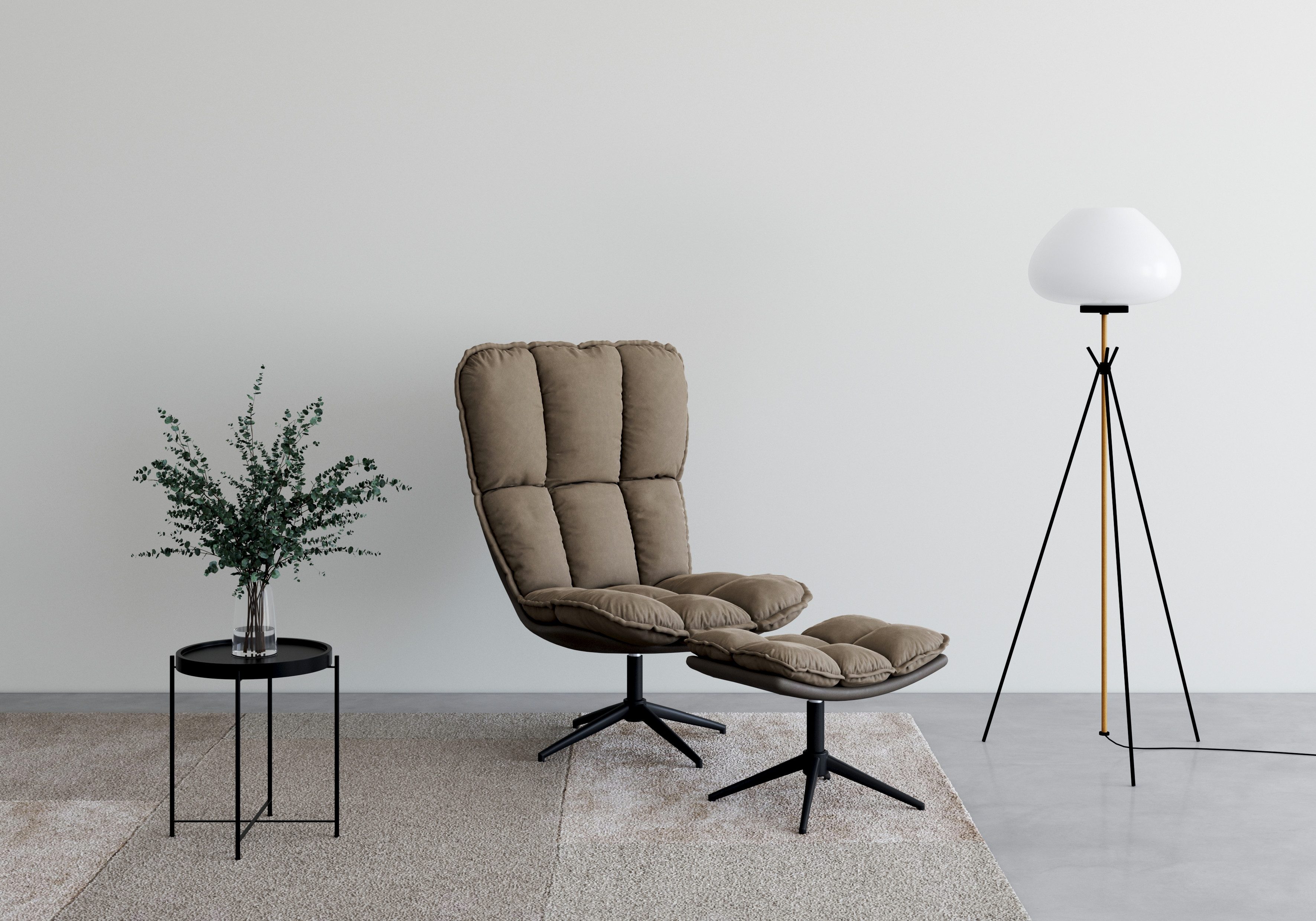 Guido Maria Kretschmer Home&Living Draaibare fauteuil Seet, gestoffeerde fauteuil met voetenbank, 360° draaibaar, fauteuil incl. poef/voetenbank (2 stuks)