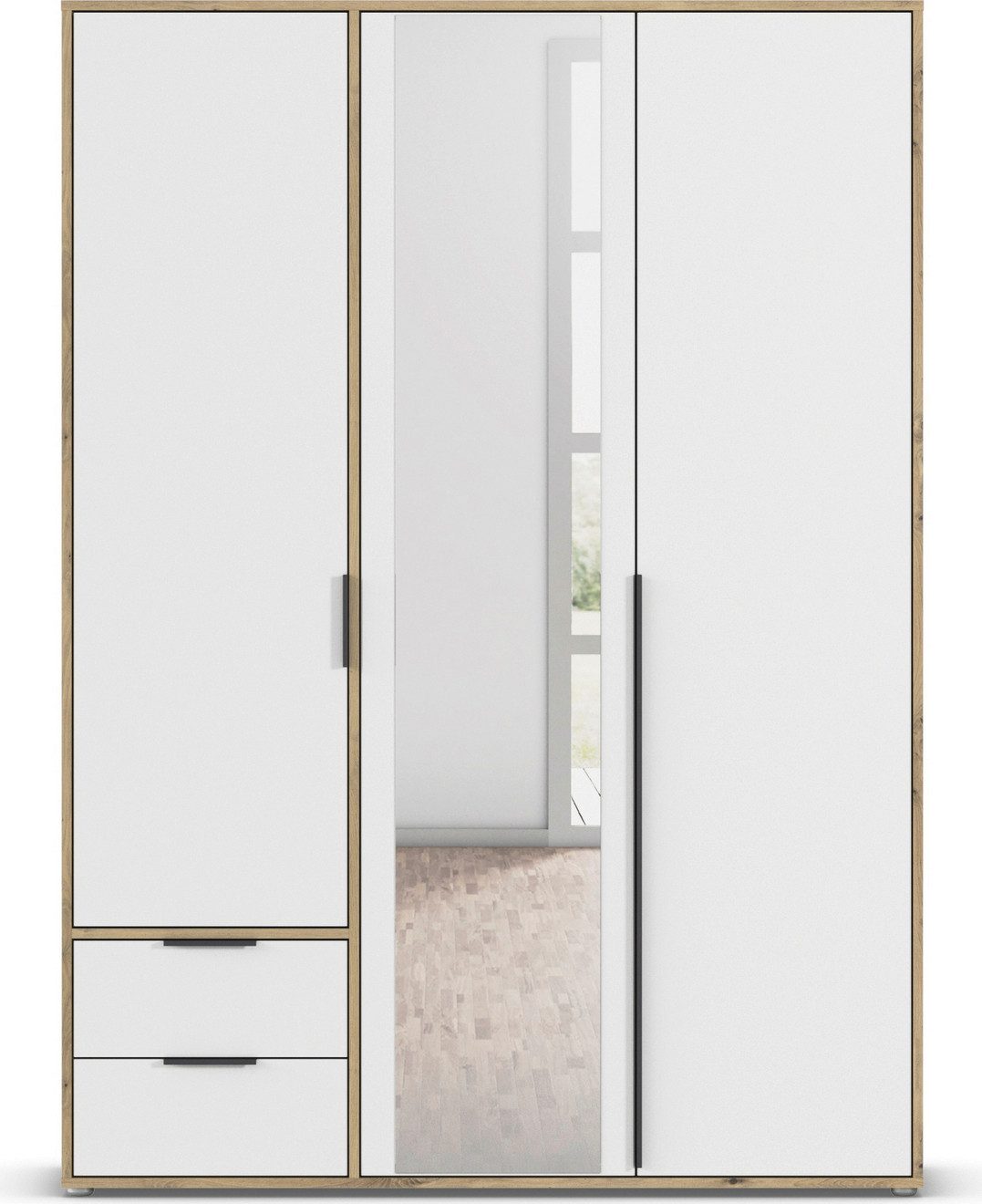 rauch Draaideurkast Kledingkast Kast Garderobe Wasmand NAGATA met Spiegel und schubladen sowie stangengriffen topseller made in germany