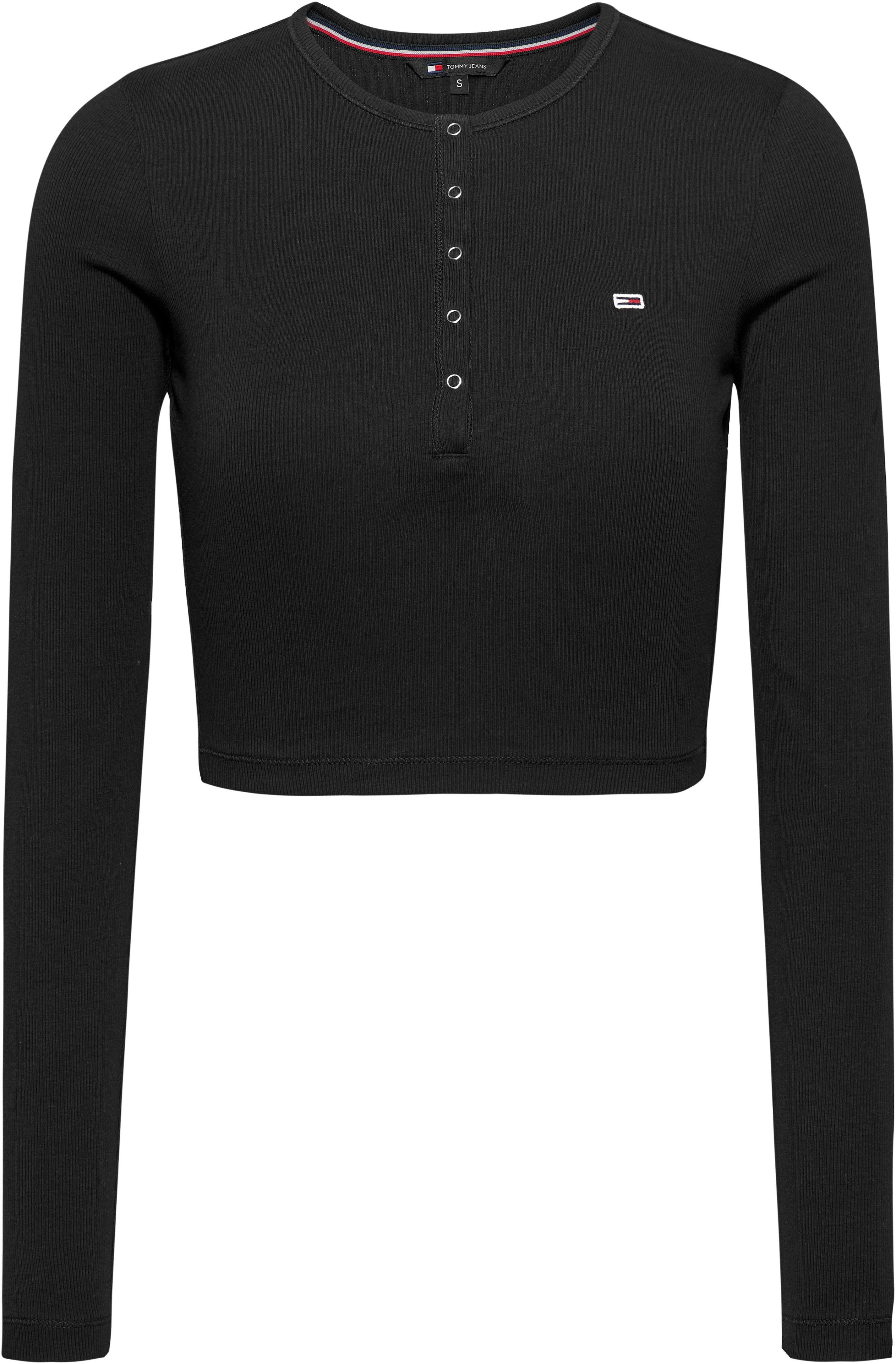 TOMMY JEANS Shirt met lange mouwen TJW CRP HENLEY TOP LS in modieuze cropped vorm