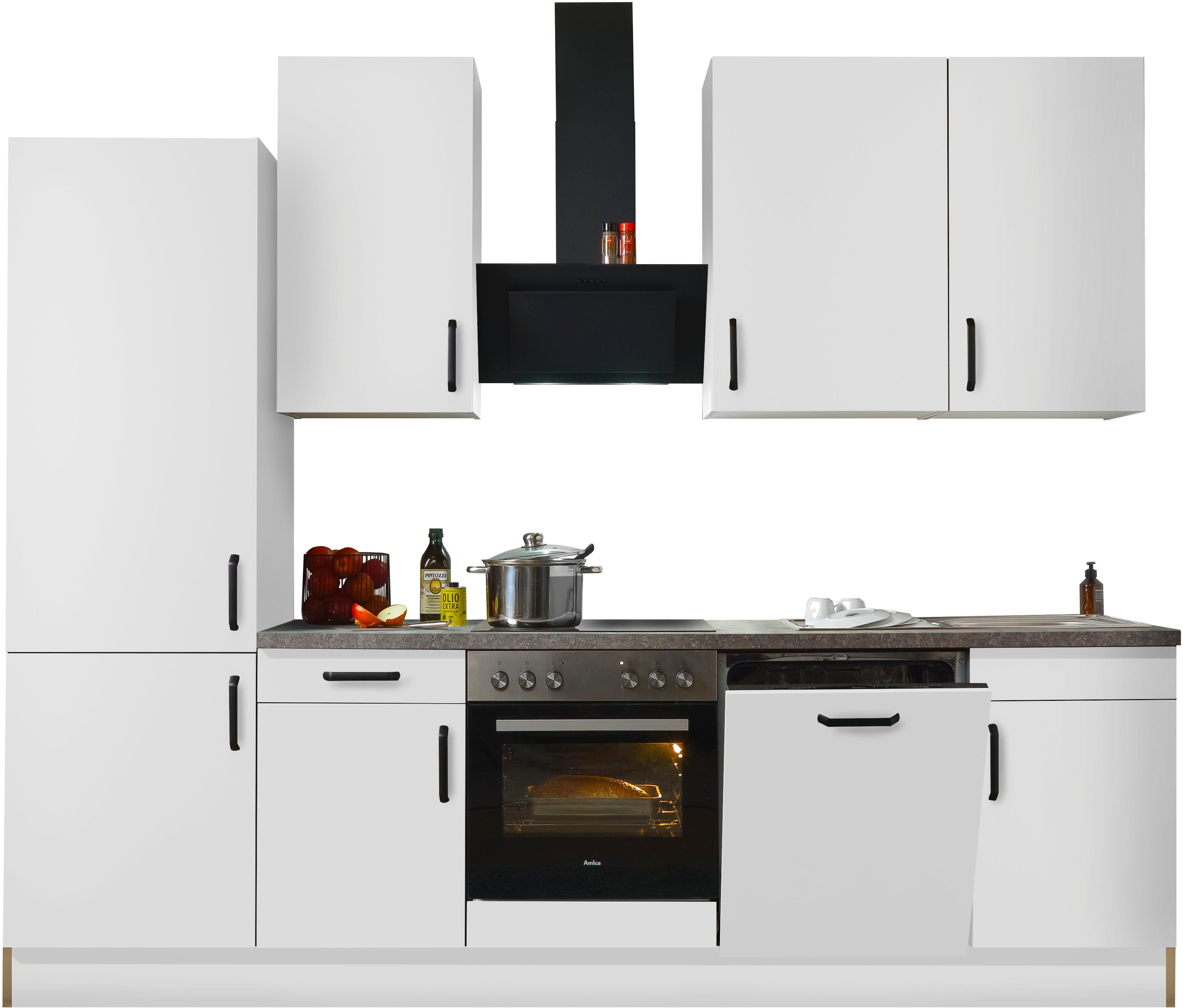 wiho Küchen Keukenblok "Simi", met verstelbare voeten, breedte 280 cm, keuze met elektrische apparaten, soft-close functie in lades & uittrekken