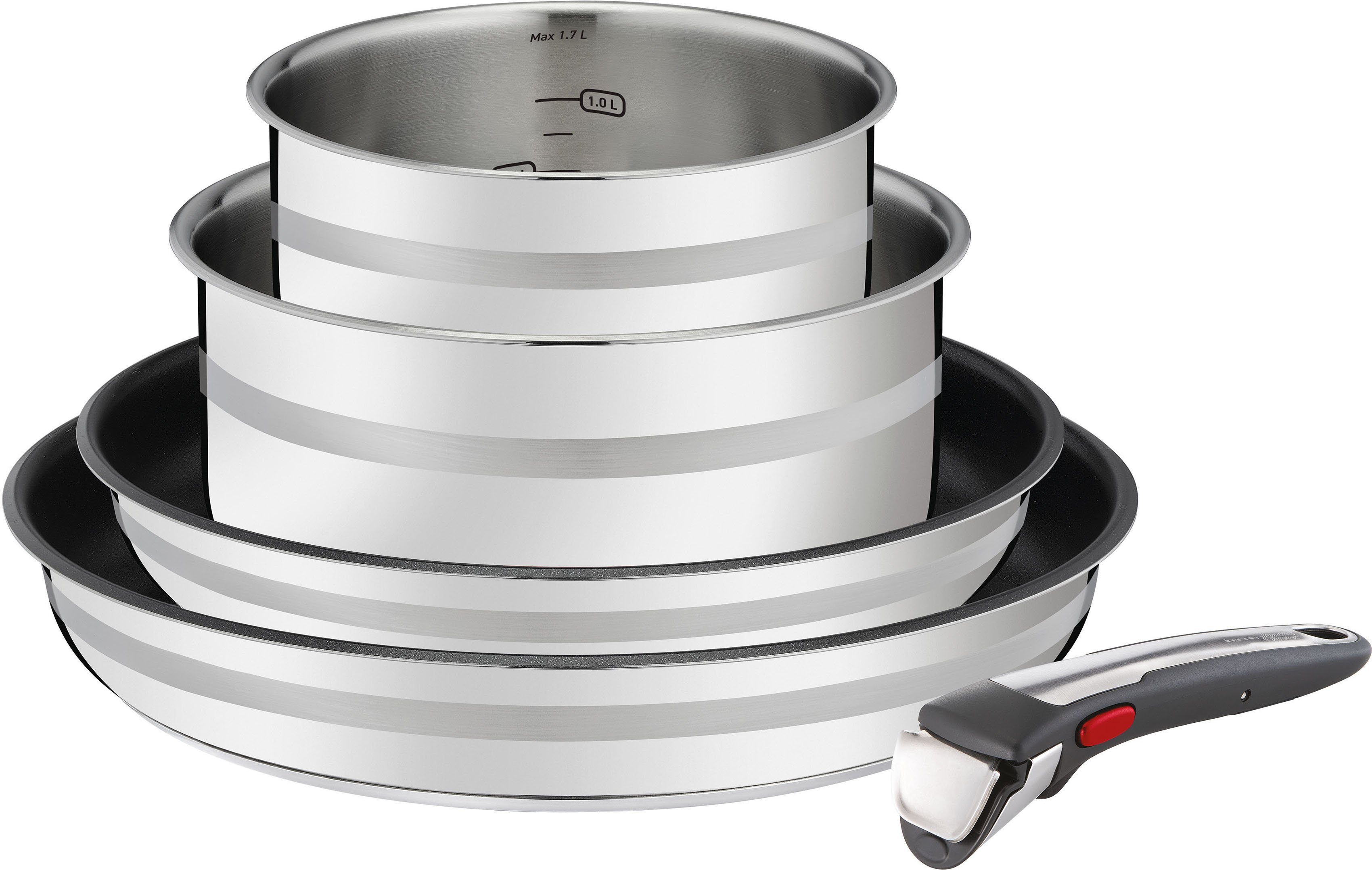 Tefal Pannenset Jamie Oliver Ingenio G6, 5-delig Ingenio kookgerei set inductie geschikt voor alle kookplaten, ovenbestendig, ruimtebesparend, l9769632 (set, 5-delig)