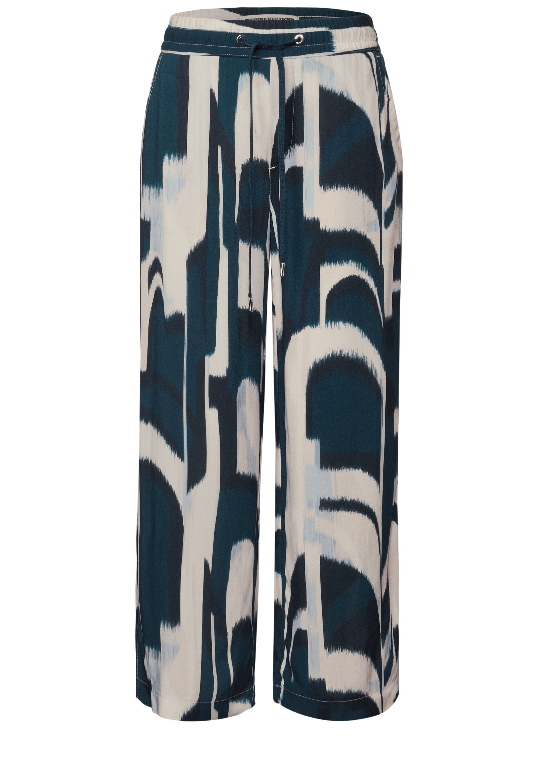 STREET ONE Stoffen broek Style Emee met elastische tailleband en tunnelkoord, met grafisch patroon