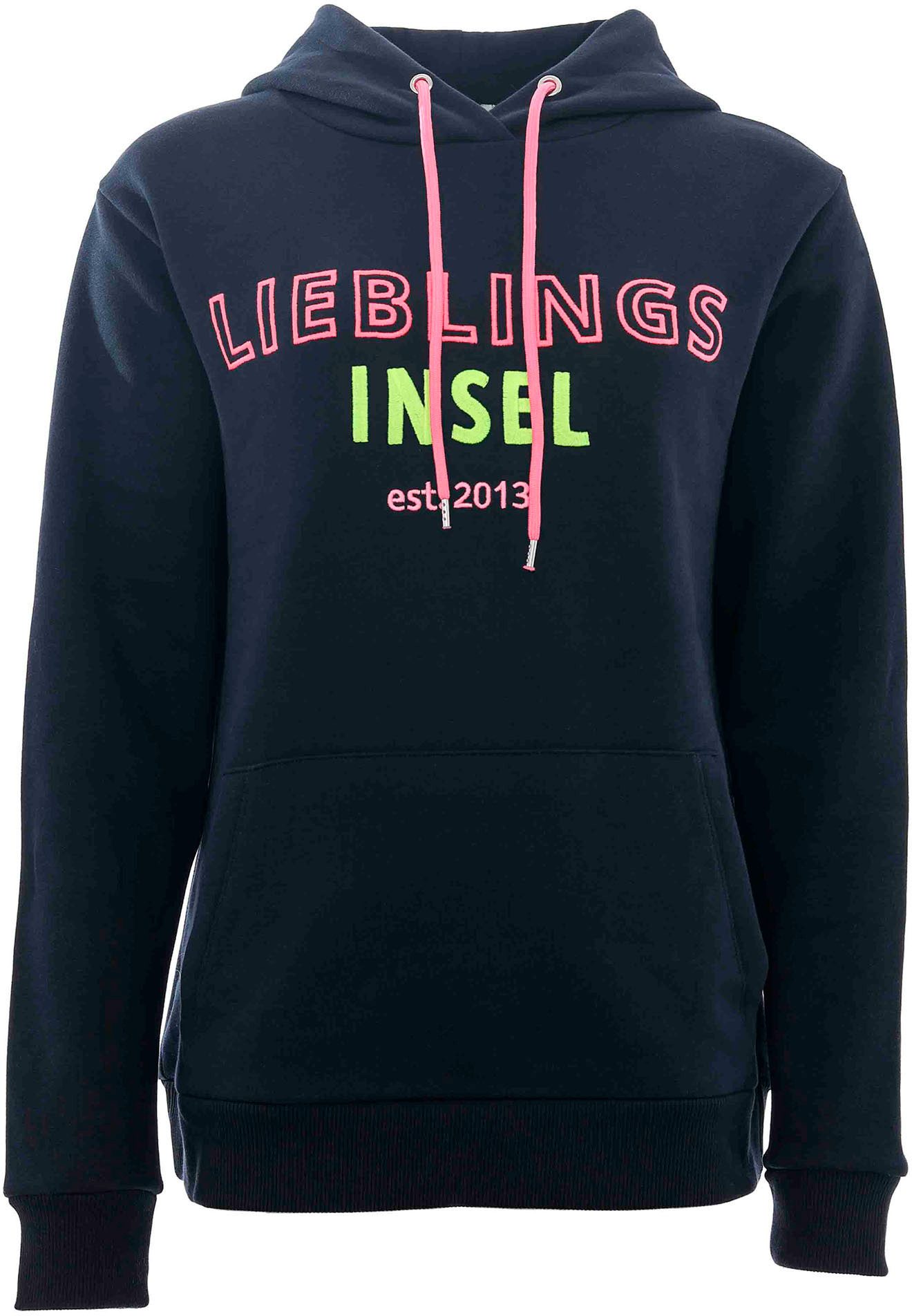 Zwillingsherz Sweatshirt met "lieblings insel"-borduursel en neonkleurige koorden