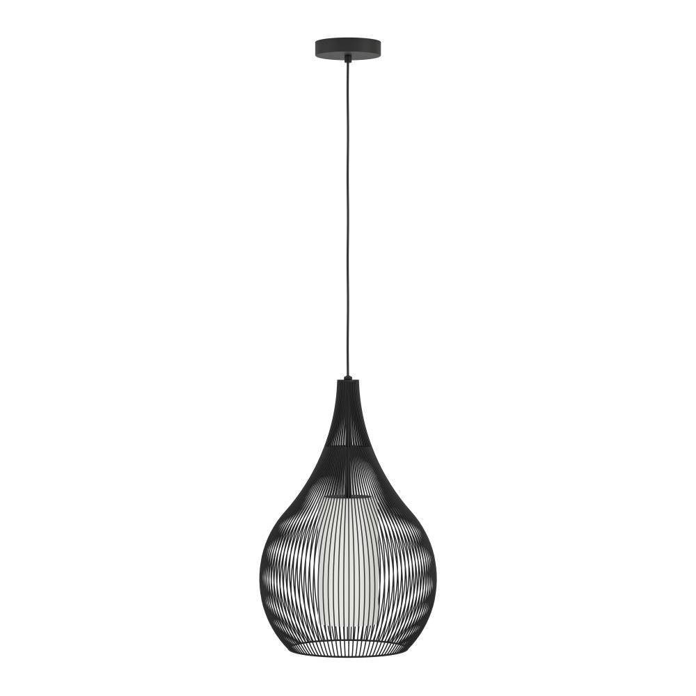 EGLO Hanglamp RAZONI 1 Hanglamp, metaal in zwart en glas in wit, lamp met E27 fitting (1 stuk)