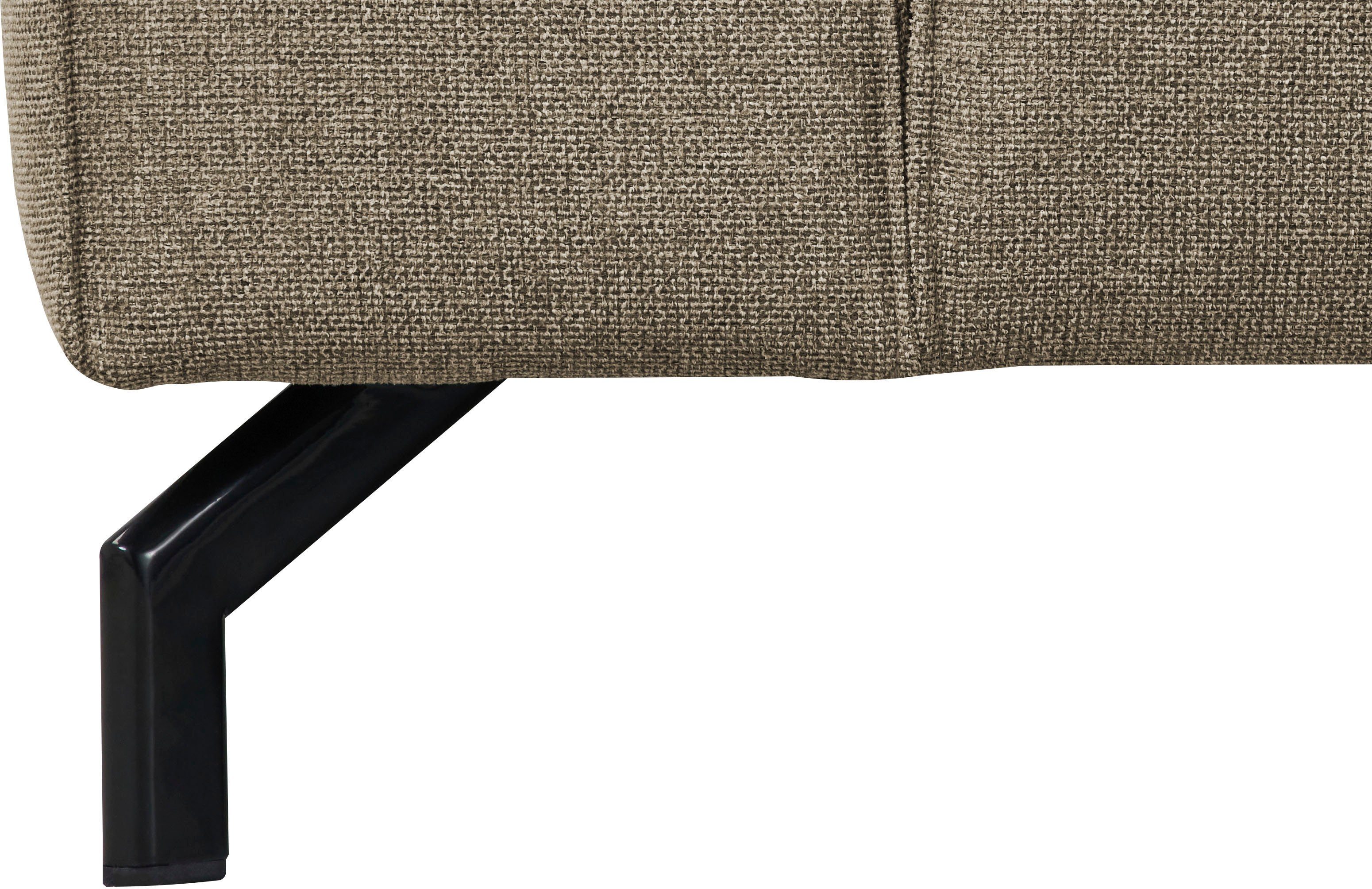 Places of Style Hoekbank Lorcan, breedte 275 cm, zacht zitgevoel met zwarte metalen poten, lederlook en zachte structuurstof