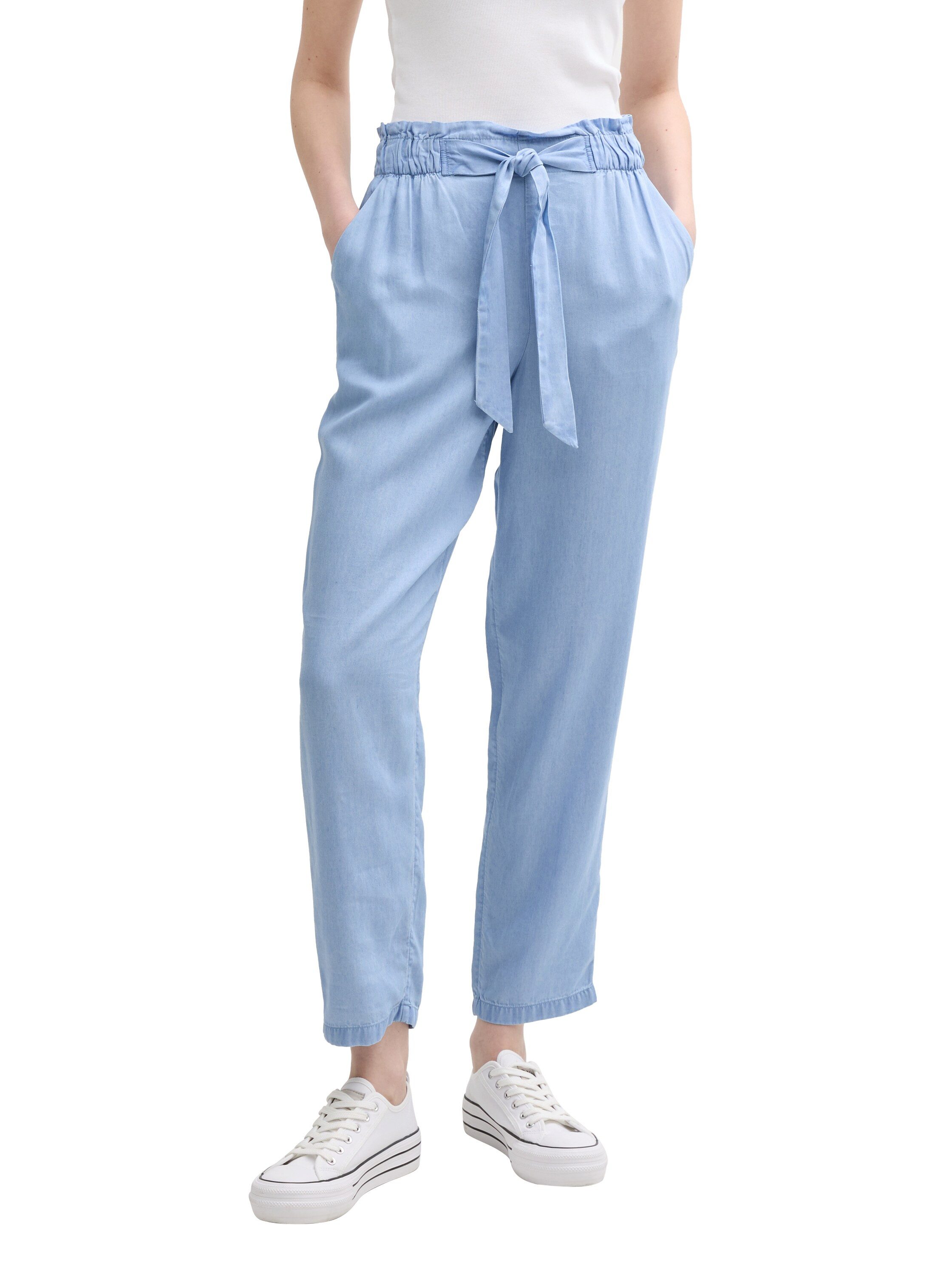 Tom Tailor Denim Paperbag-broek met een bindceintuur