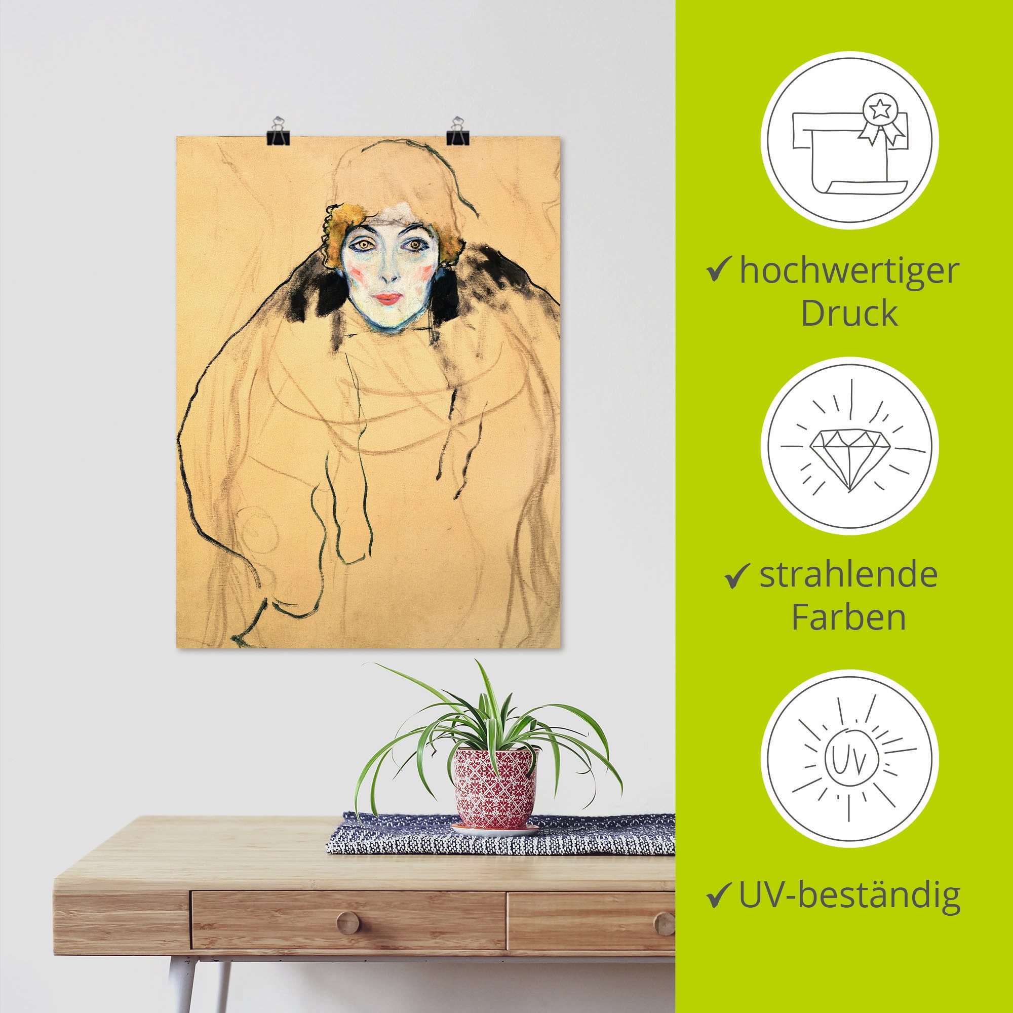 Artland Artprint Damesafbeelding en face (vrouwenhoofd) als artprint op linnen, muursticker of poster in verschillende maten