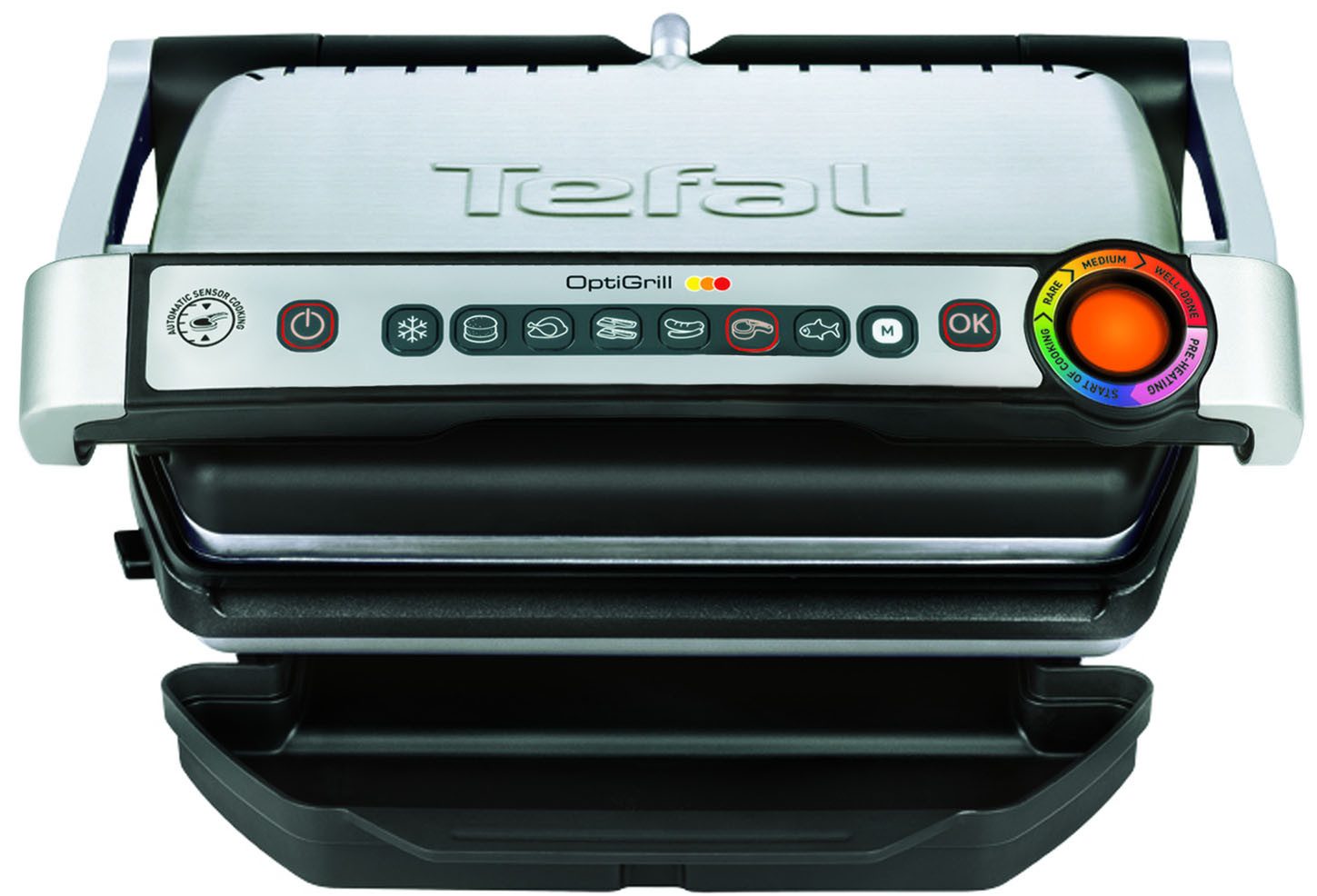 Tefal Contactgrill OptiGrill, 6 automatische Programme, ein manuelles Programm 6 programma’s, past temperatuur en grillcyclus aan het grillgerecht aan