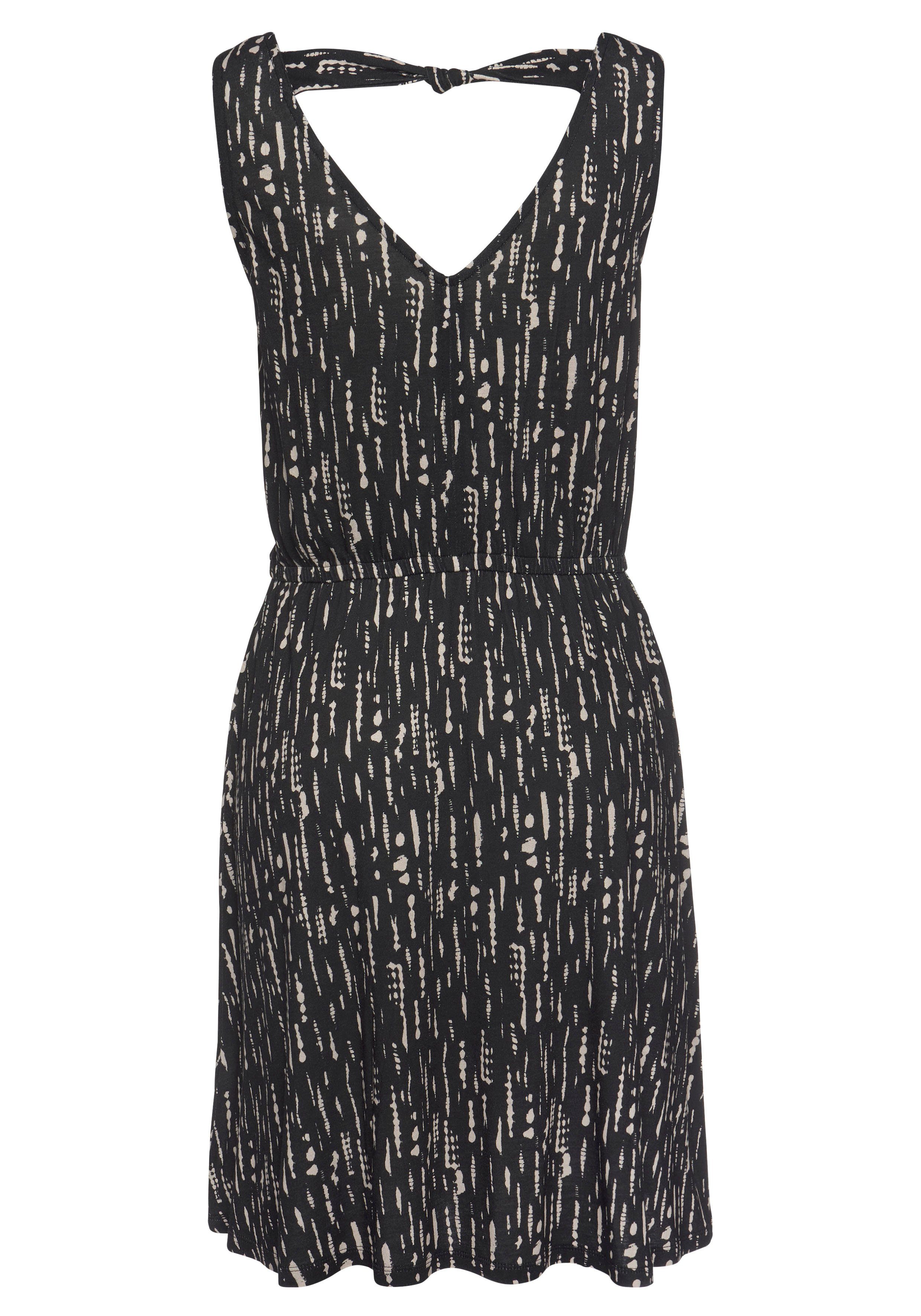 s.Oliver RED LABEL Beachwear Gedessineerde jurk met sierband op de rug, korte zomerjurk met all-over print, strandjurk