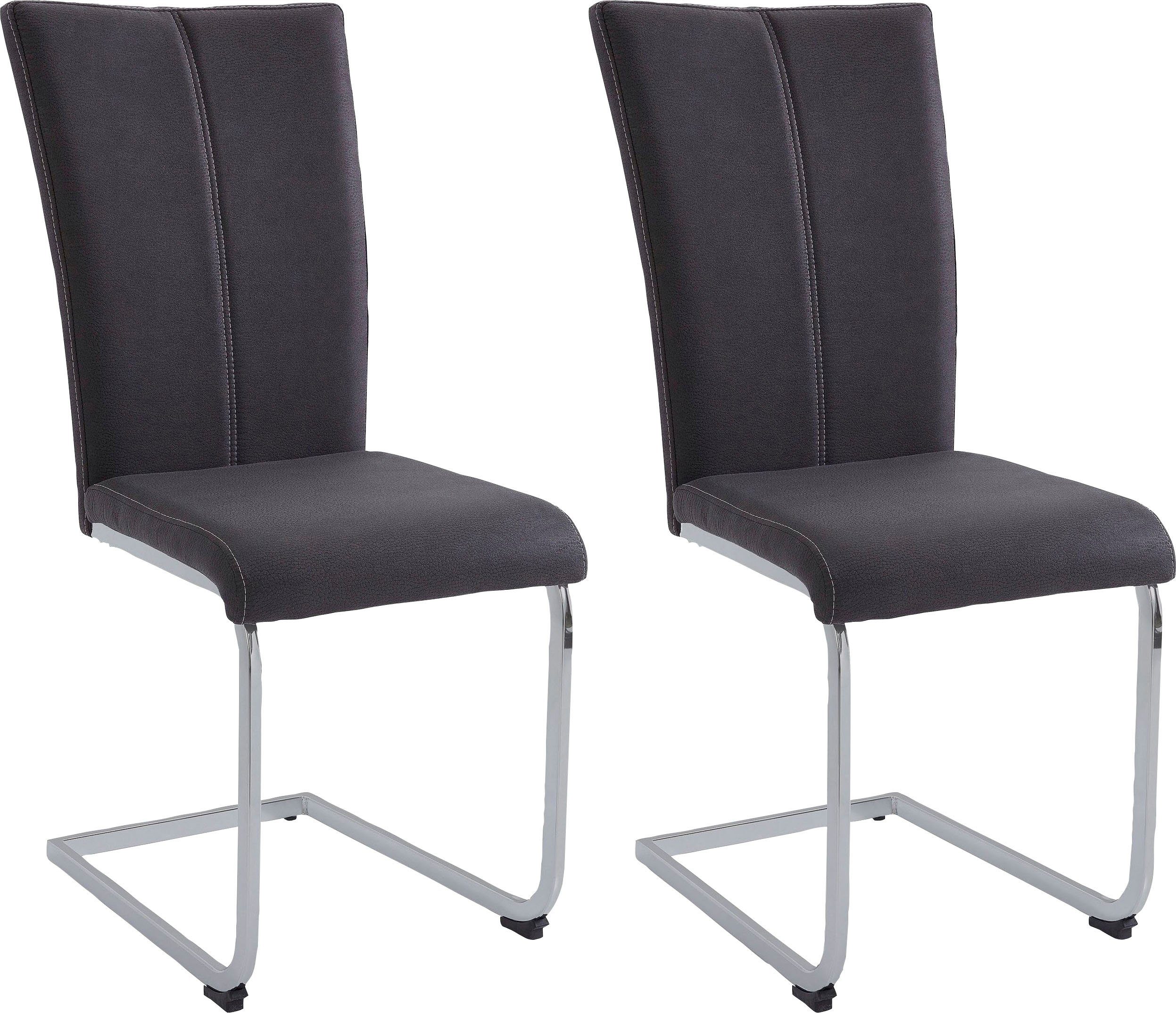 Home affaire Vrijdragende stoel Nils Stoel belastbaar tot 120 kg, frame metaal in chroom-look of zwart (set, 2 stuks) zweefstoelen maat