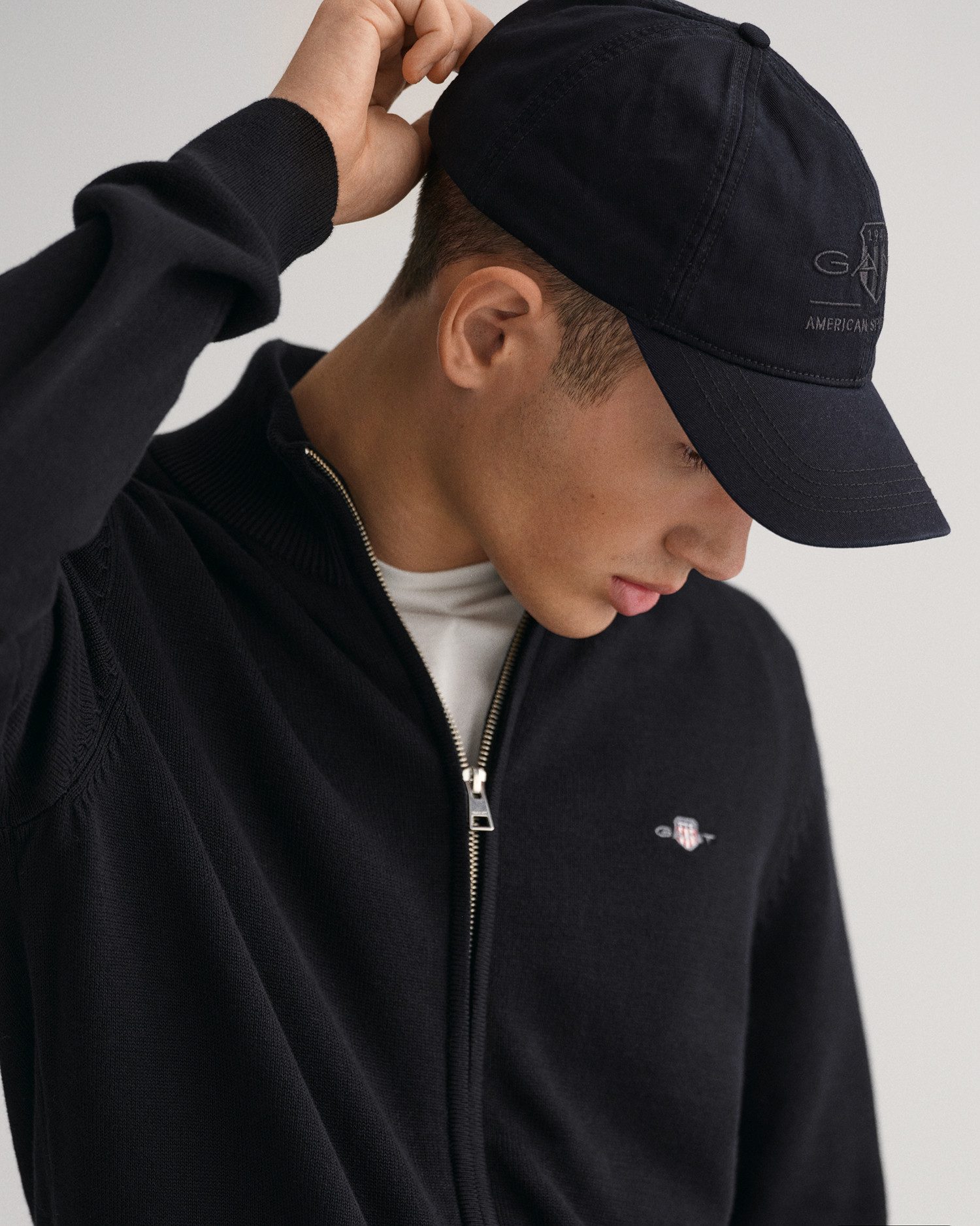 Gant Cardigan CASUAL COTTON ZIP CARDIGAN Met ribbels aan opstaande kraag, mouwen en zoom