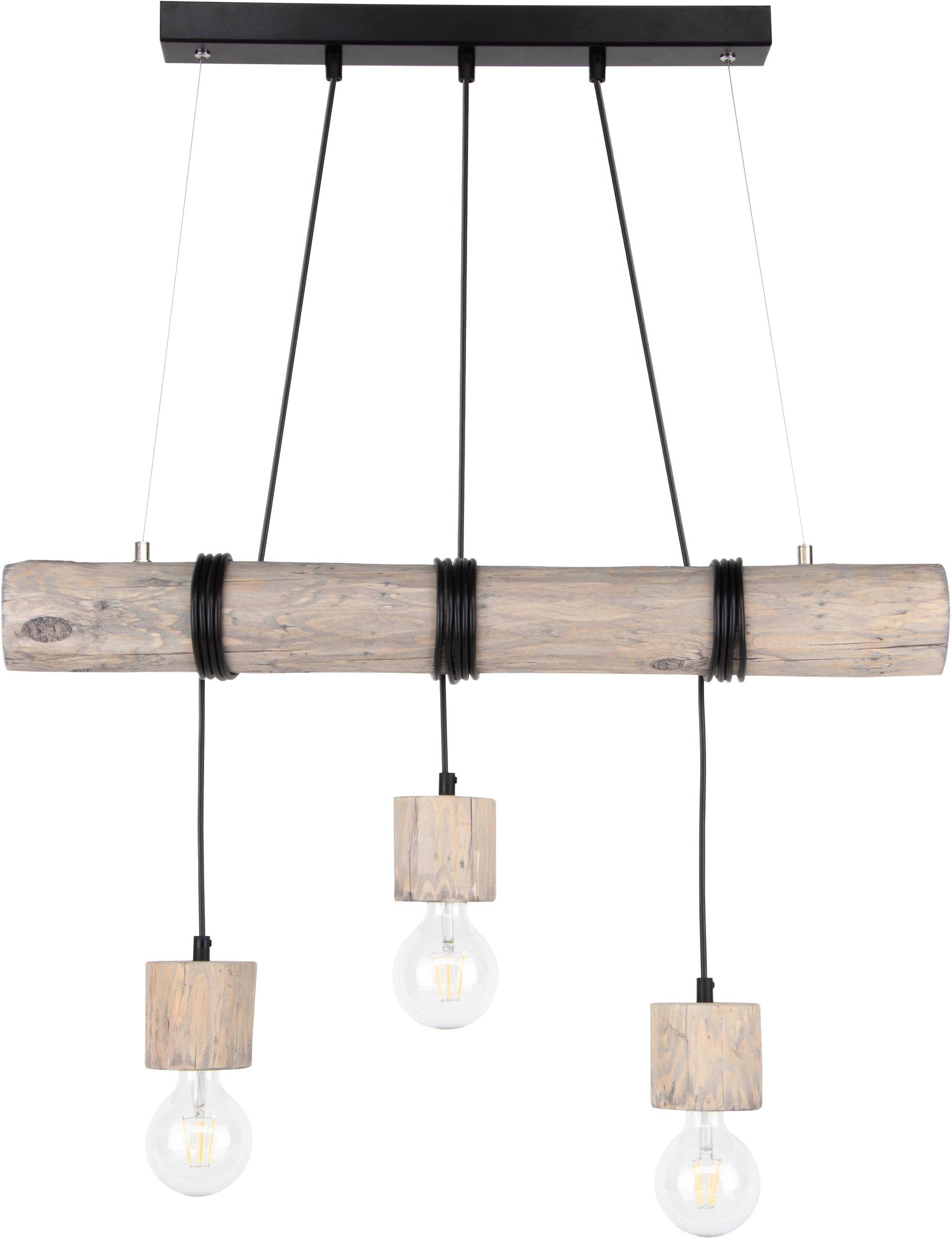 SPOT Light Hanglamp TRABO PINO Hanglamp, houten balk van massief grenenhout ø 8-12 cm, hout grijs gebeitst, duurzaam - FSC®-gecertificeerd, bijpassende LM E27/exclusief, Made in Eu