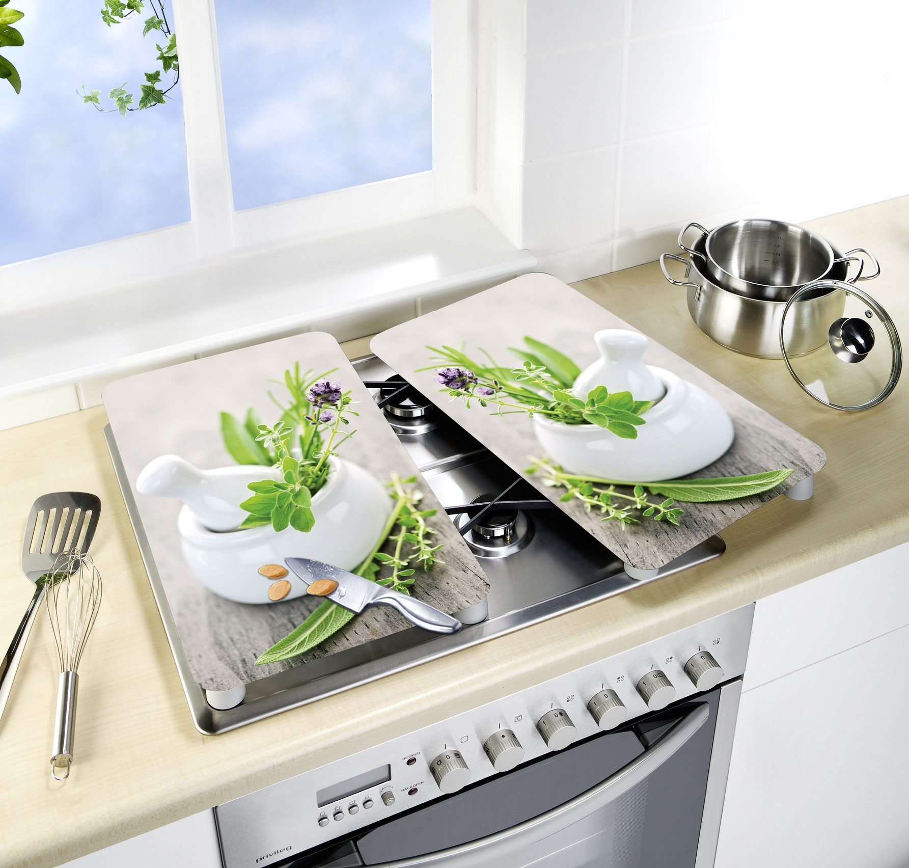 WENKO Kookplaatdeksel Universeel model Kruidentuin (set, 2-delig)