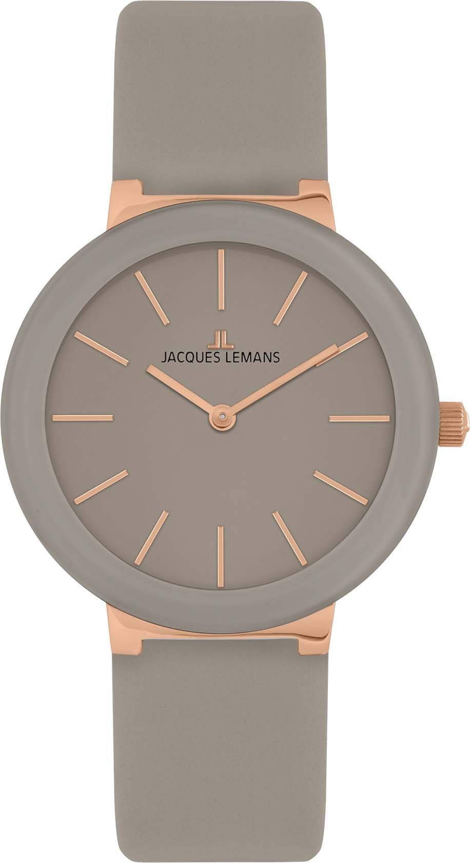 Jacques Lemans Kwartshorloge Monaco, 42-9G Polshorloge, dameshorloge, crystexglas, leren armband dames horloges grijs