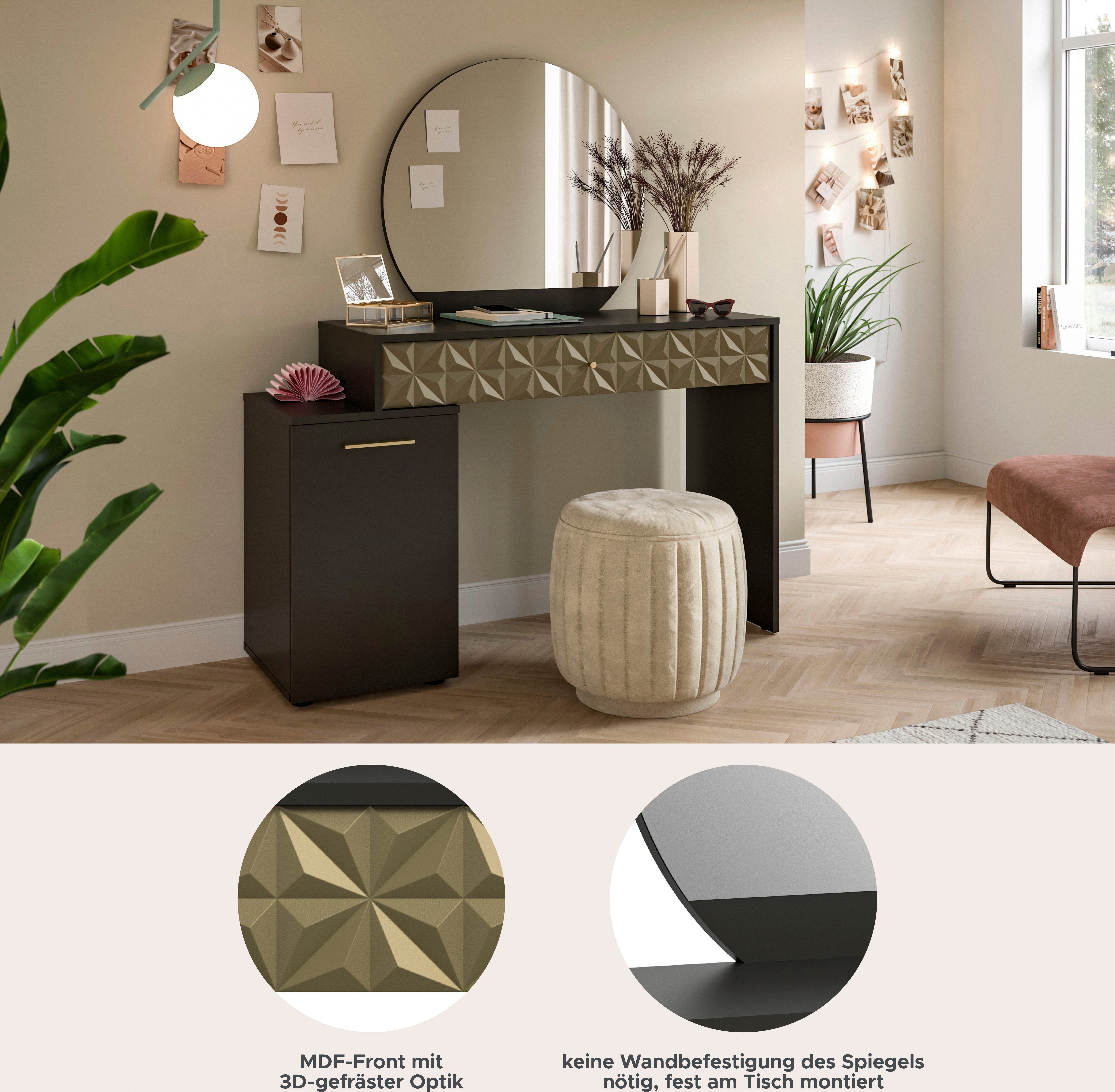 INOSIGN Sidetable Föhnkast, kaptafel, make-uptafel, inclusief spiegel