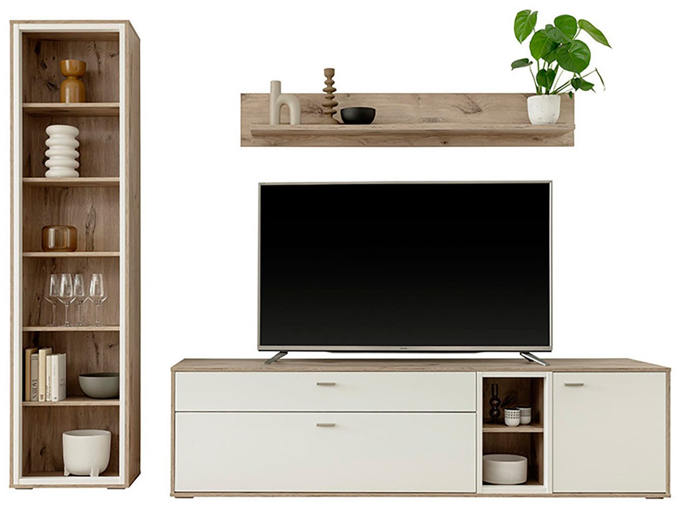 MCA furniture Wandmeubel SANTERNO Woonkamer set (3-delig), deuren & lades gedempt, breedte 264 cm (complete set, 3-delig)