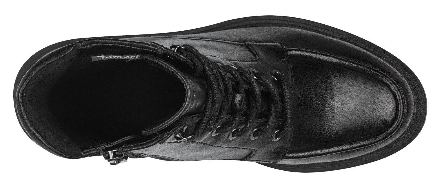 Tamaris Veterschoenen blokhak, veterschoen, enkellaars met decoratieve naad aan de voorkant