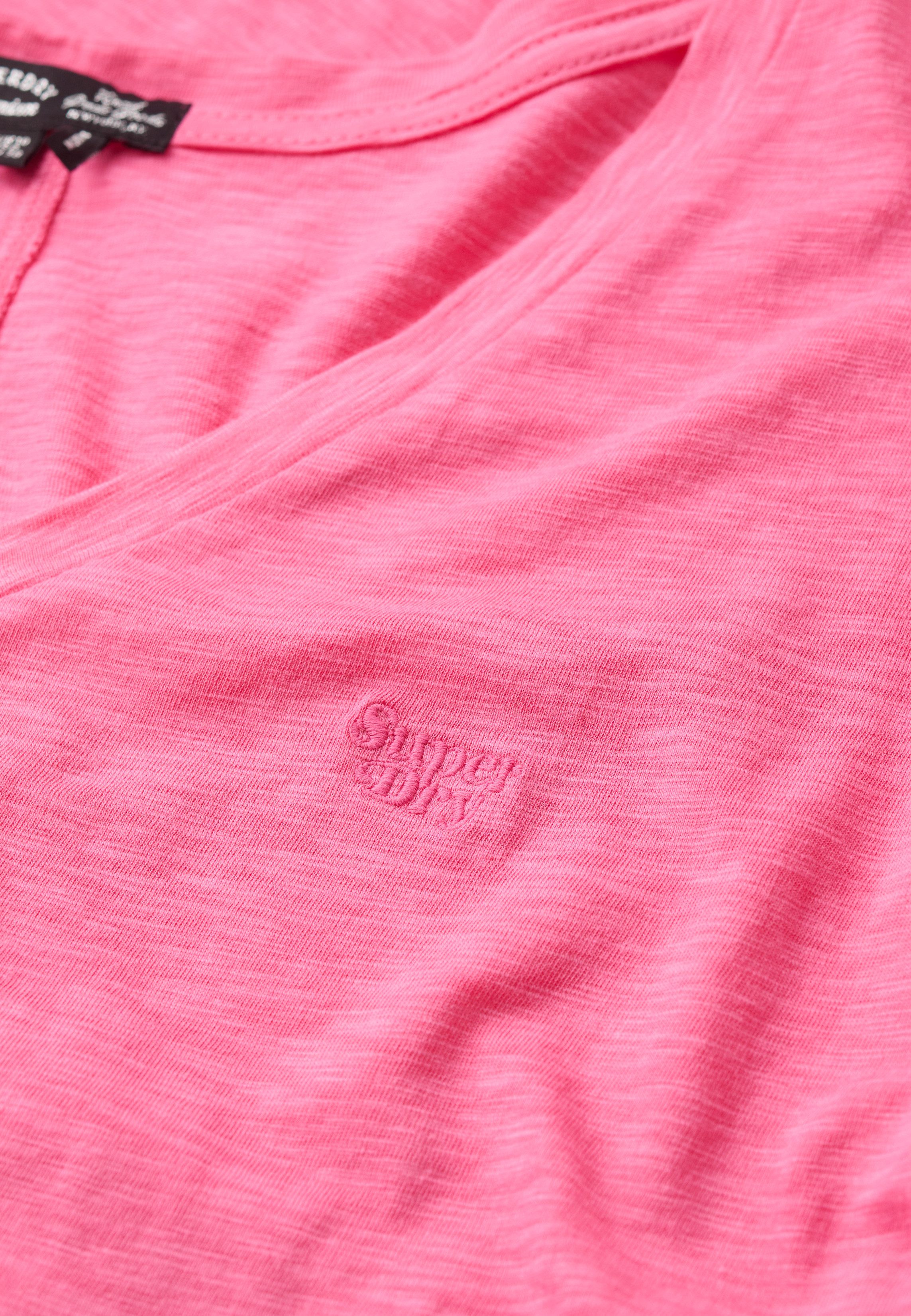 Superdry Shirt met V-hals STUDIOS SLUB EMB VEE TEE gestructureerd t-shirt met v-hals en borduursel