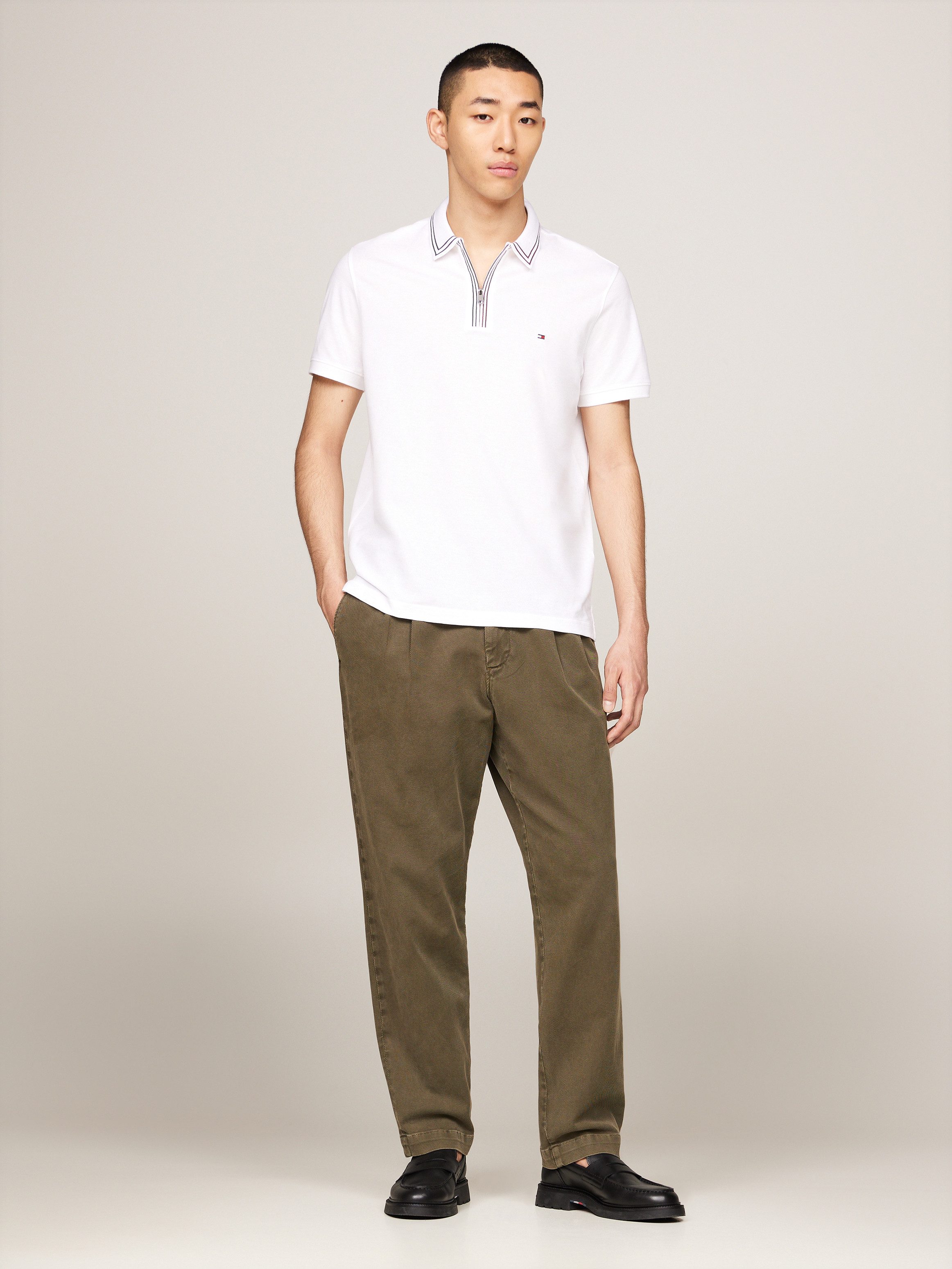 Tommy Hilfiger Poloshirt RWB ZIP PLACKET TIPPING REG POLO met contrasterende strepen aan de kraag