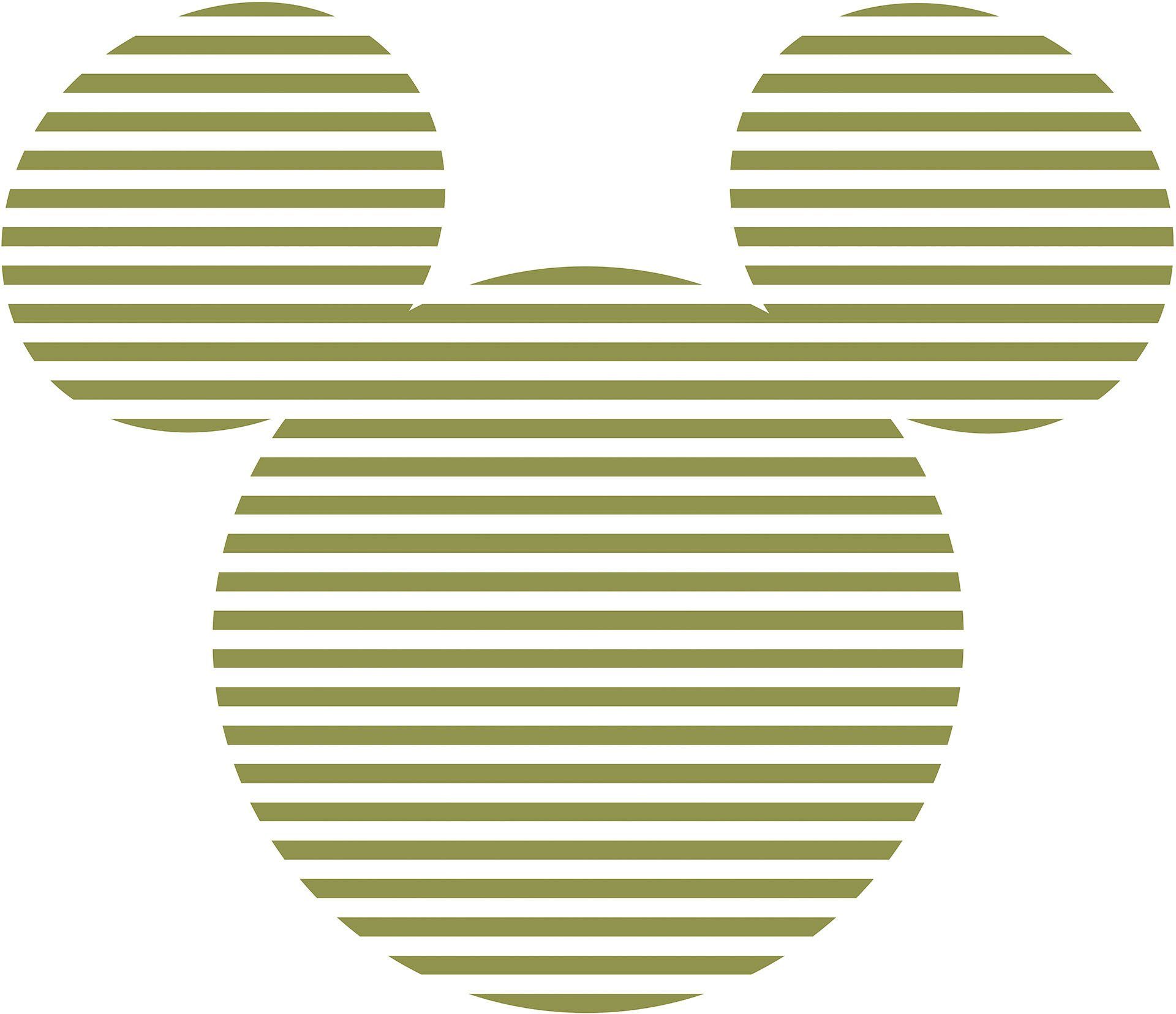 komar wandfolie mickey head stripes 125 x 125 cm (breedte x hoogte), rond en zelfklevend (1 stuk) zwart
