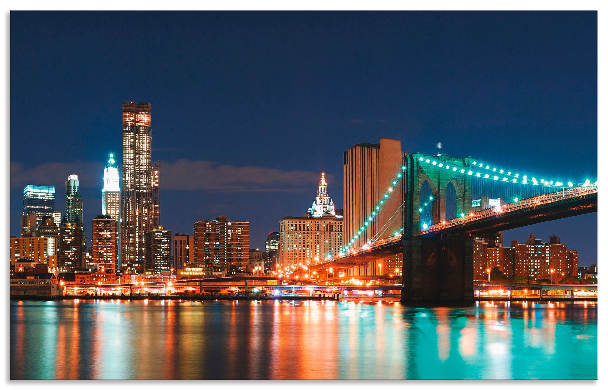 Artland Keukenwand New York skyline Brooklyn Bridge zelfklevend in vele maten - spatscherm keuken achter kookplaat en spoelbak als wandbescherming tegen vet, water en vuil - achter