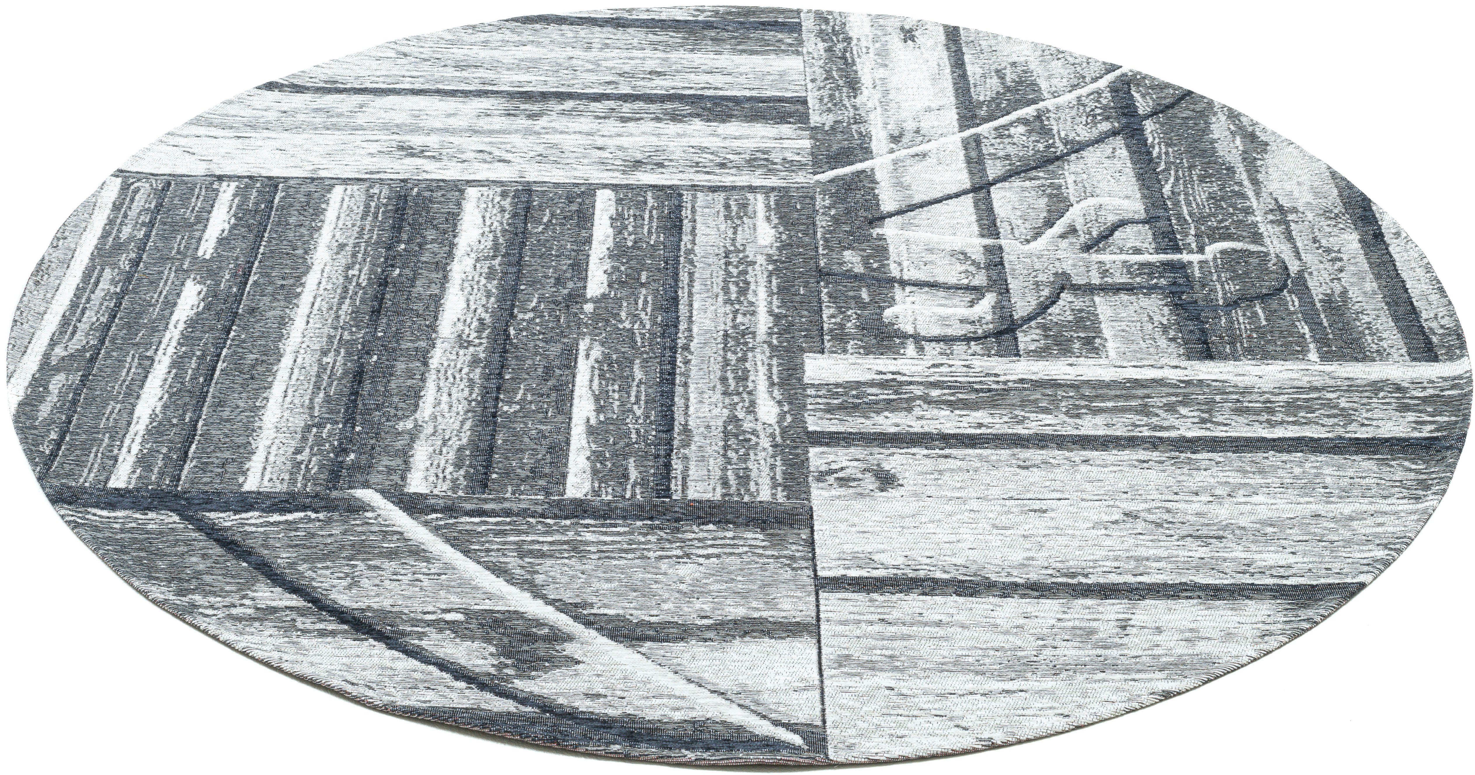 Sansibar Vloerkleed Keitum 010 Vlakweefsel, modern houten ontwerp, motief, gekruiste sabels