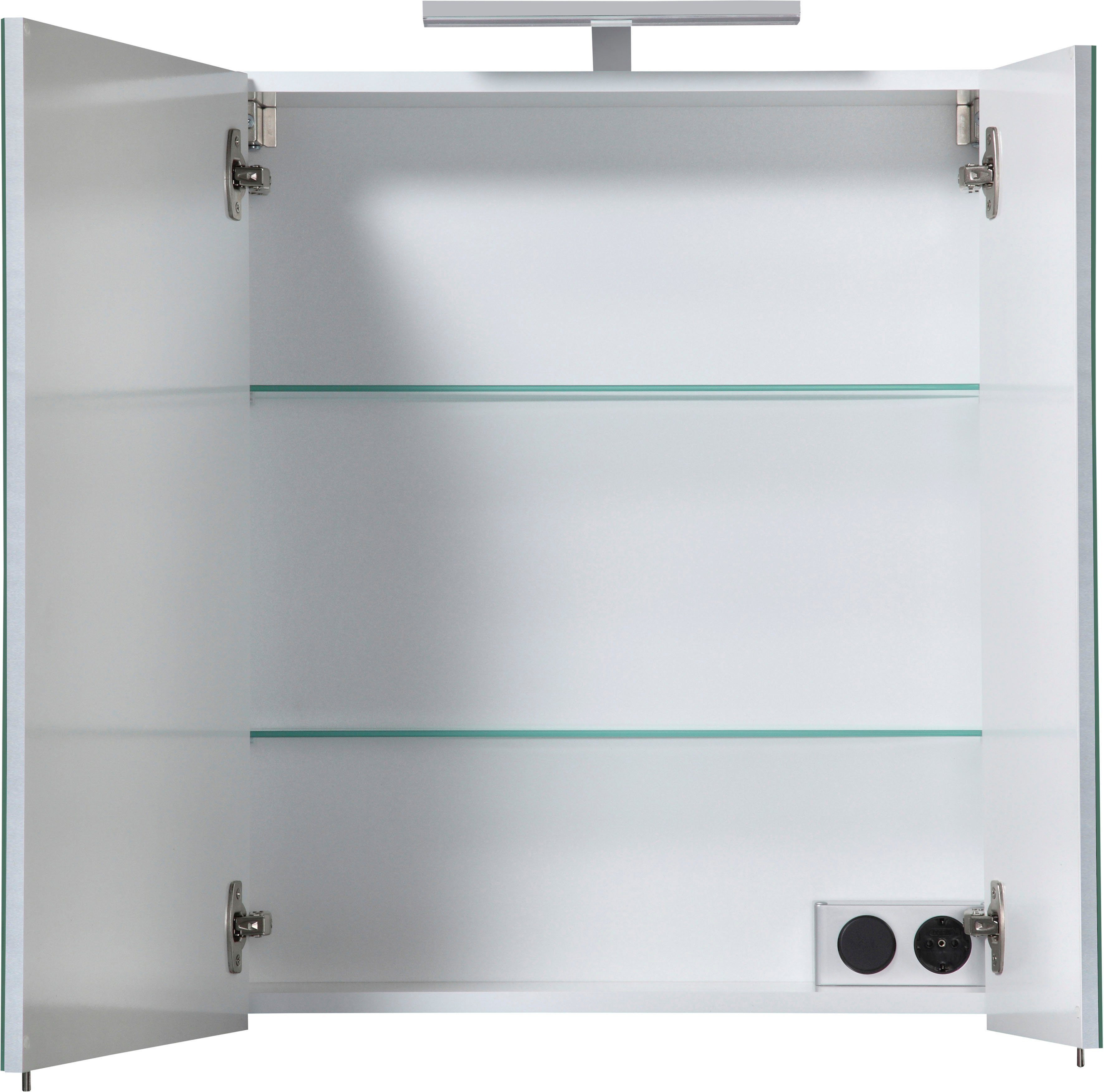 welltime Spiegelkast Torino Breedte 60 cm, 2-deurs, ledverlichting, schakelaar-/stekkerdoos