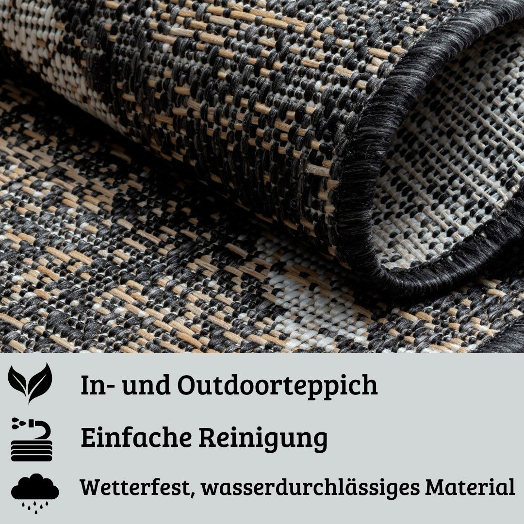 my home Vloerkleed Sorren voorraadopruiming Ruitenpatroon, geschikt voor binnen- en buitengebruik, terras & balkon
