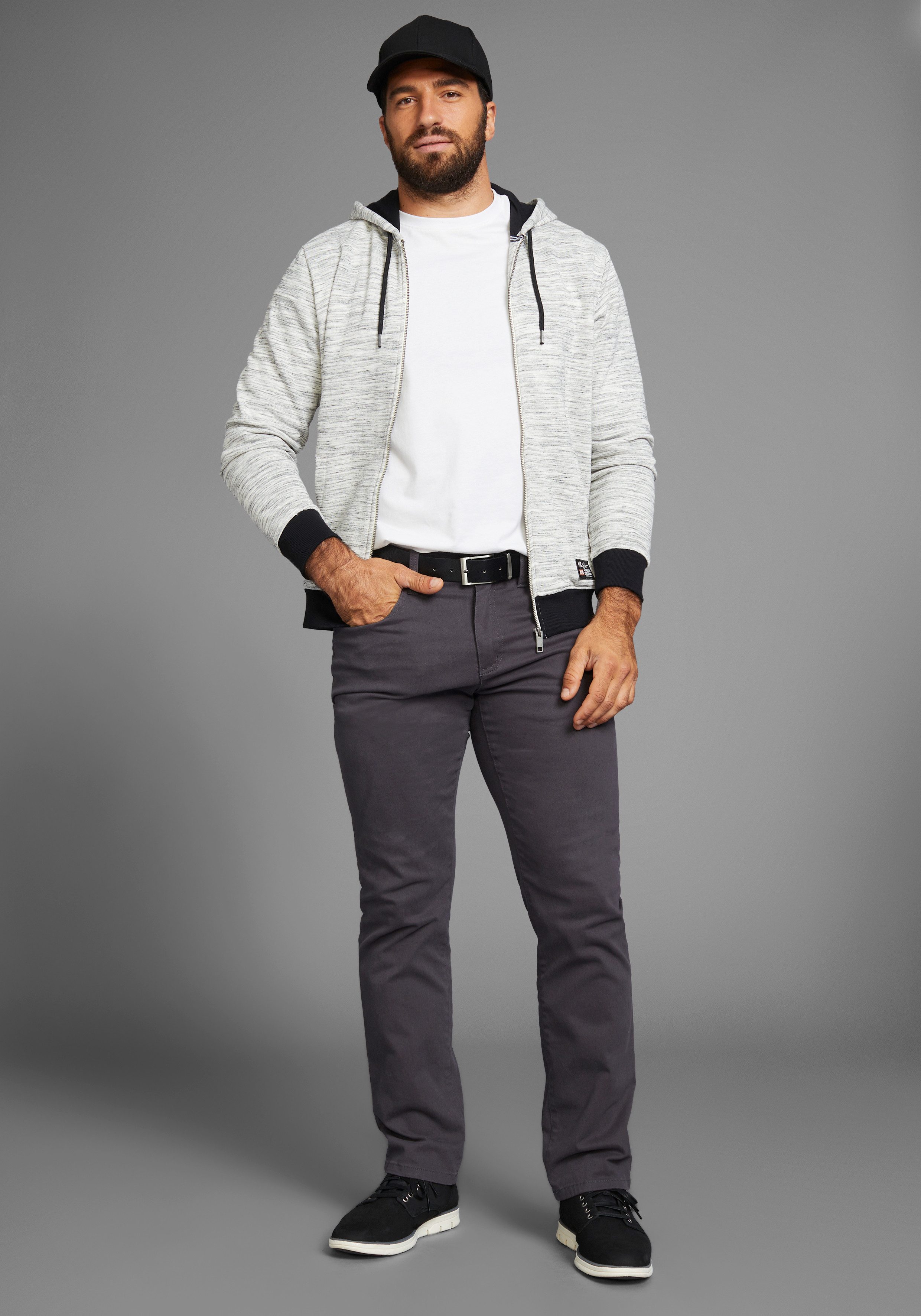 Man's World Capuchonsweatvest met logo op borsthoogte nieuwe collectie