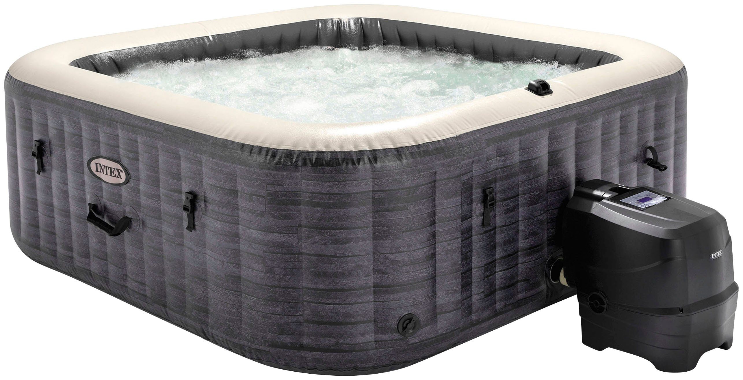 Intex Whirlpool PureSPA met filtercassette, chloordrijver, dekzeil, vloerisolatiemat (set, 5-delig)