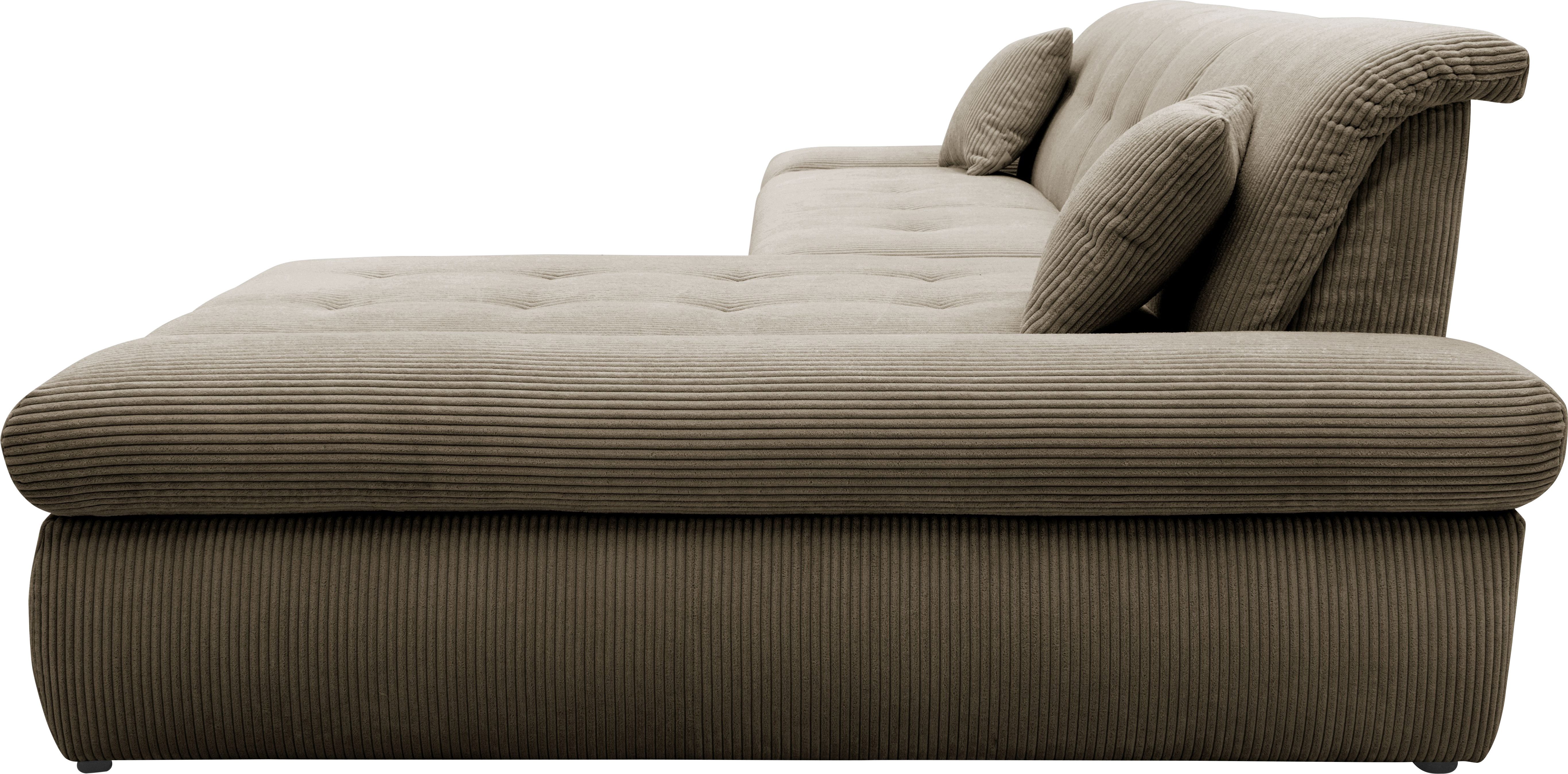 DOMO collection Hoekbank Moric Luxe - BxDxH 300x172x80 cm, XXL-formaat L-vorm, 140kg belasting/zitplaats, in cord, chenille, kunstleer