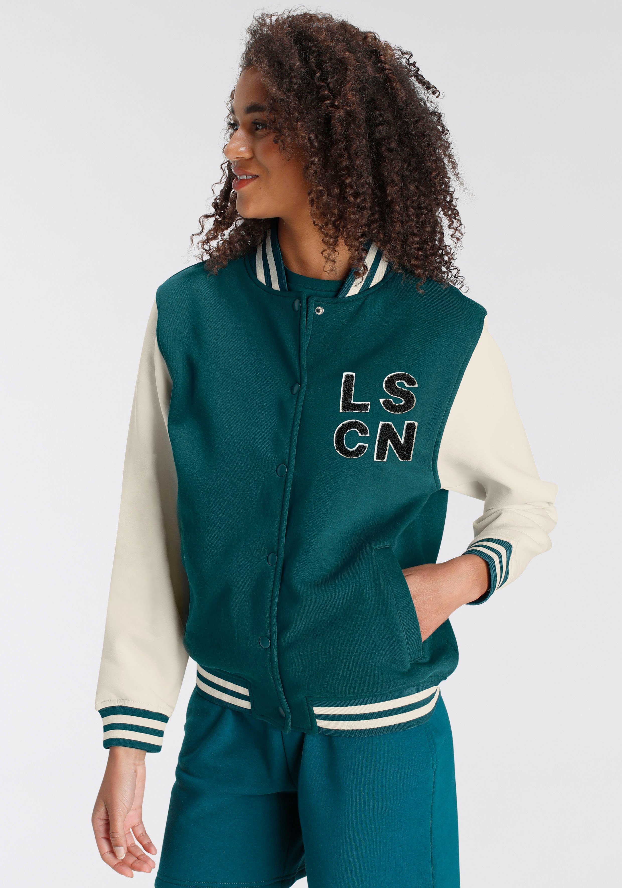 LSCN by LASCANA Sweatvest in college stijl, loungeanzug