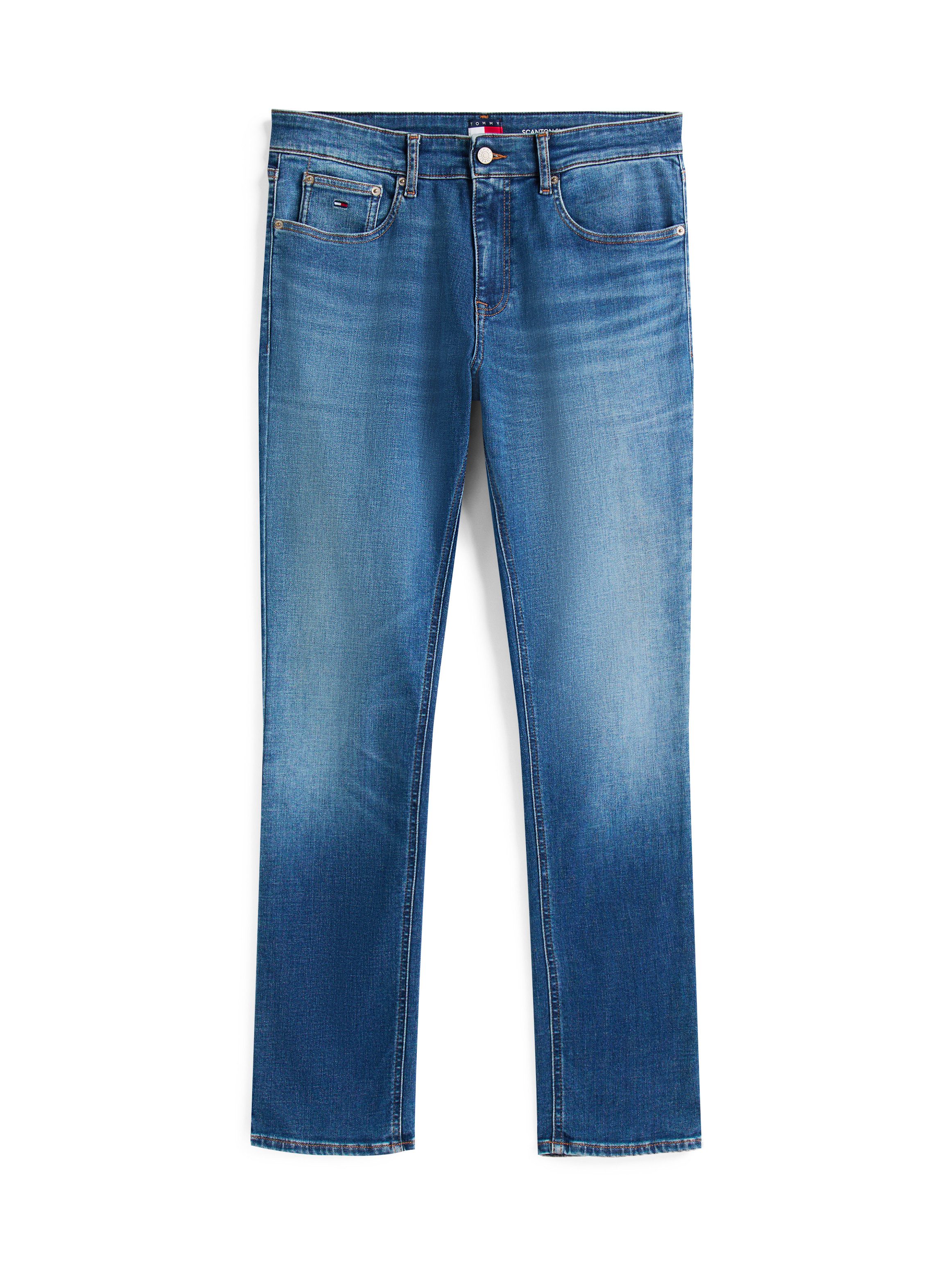TOMMY JEANS Straight jeans SCANTON SLIM Met merkenlabel van leer achter
