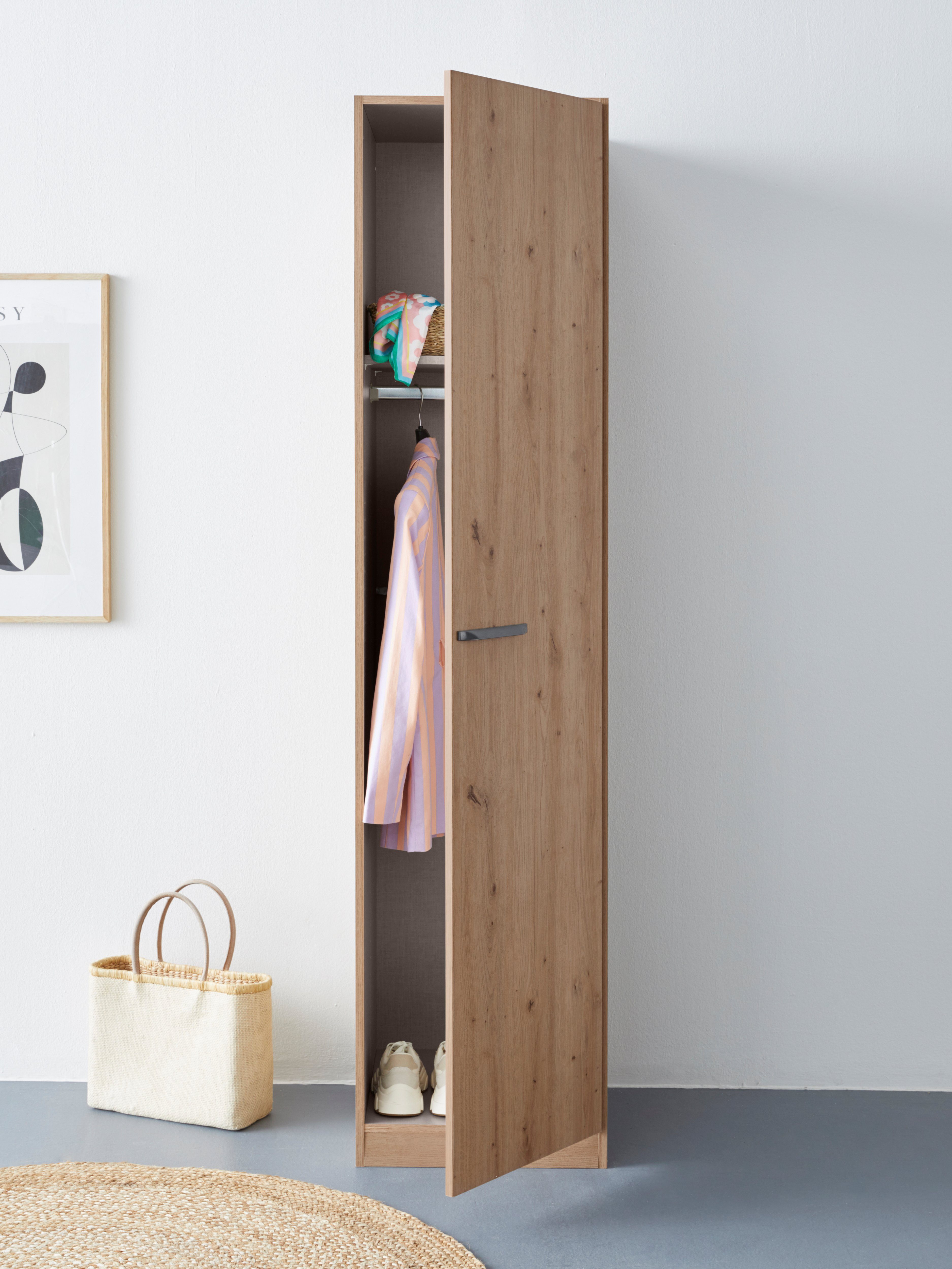 Draaideurkast Kledingkast VANDOR in drie breedtes, hoogte 197 cm, grepen in grijs metallic made in germany