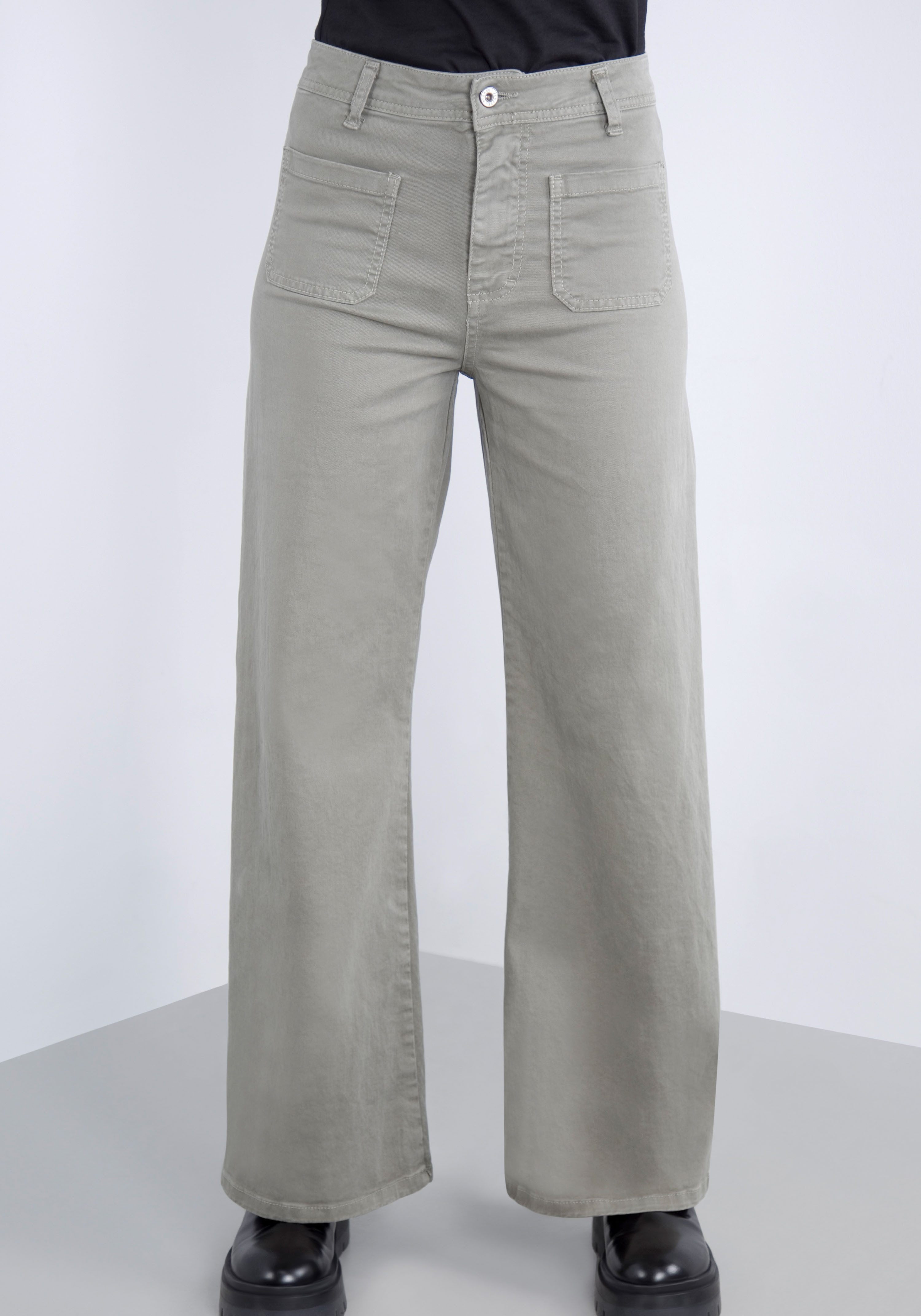 Please Jeans Broek met wijde pijpen van hoogwaardige katoenmix met stretch