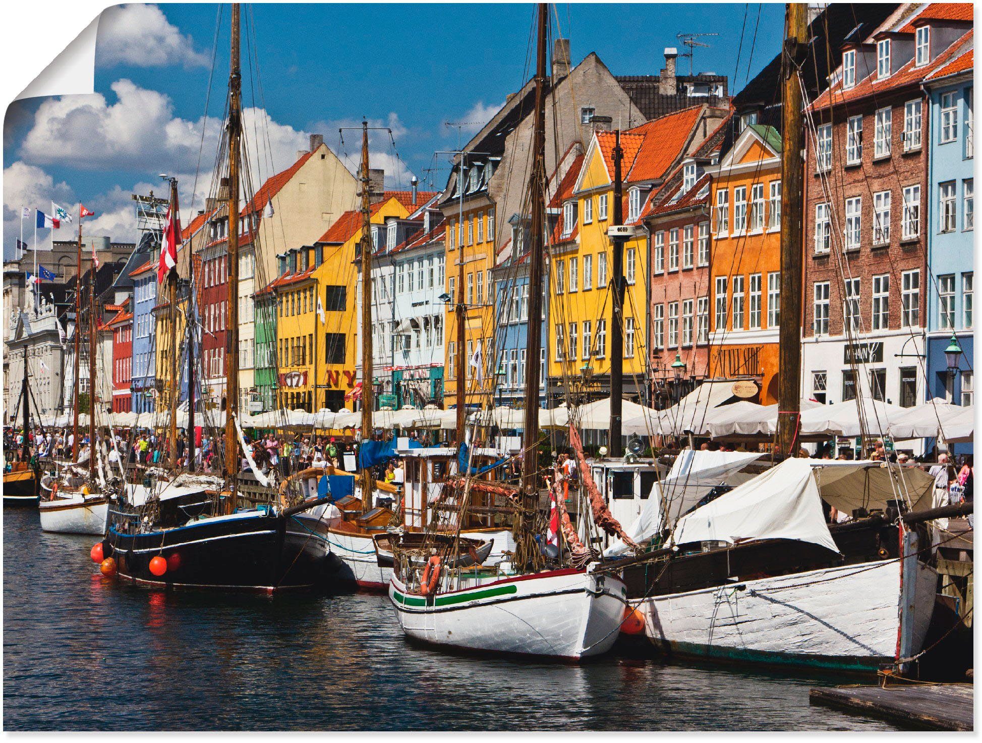 Artland Poster Oude haven in Kopenhagen 2 als artprint van aluminium, artprint op linnen, muursticker of poster in verschillende maten