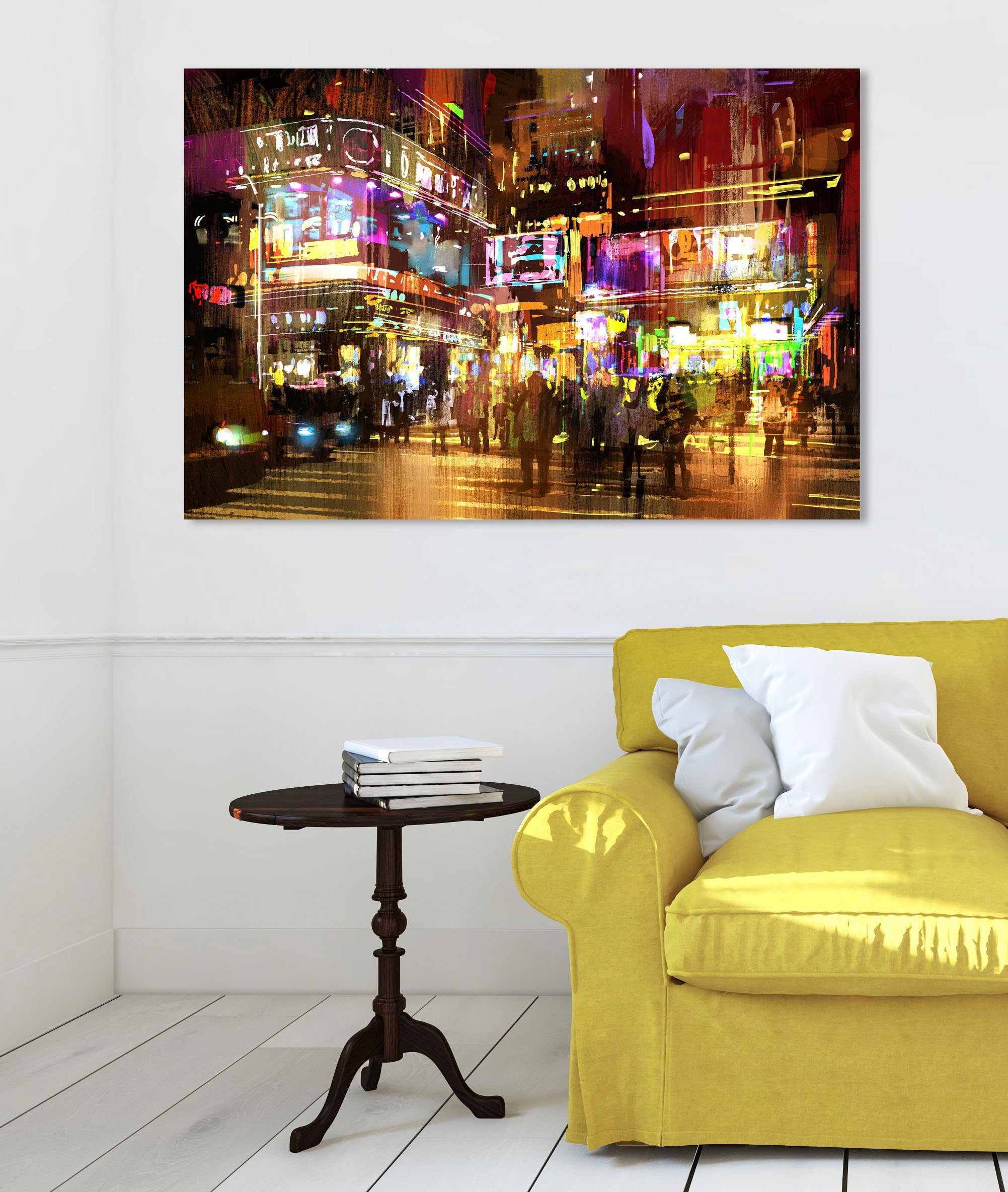 queence Artprint op linnen Broadway Wanddecoratie, kleurrijk, mensen, kleurrijk, afbeelding, premium canvasstof