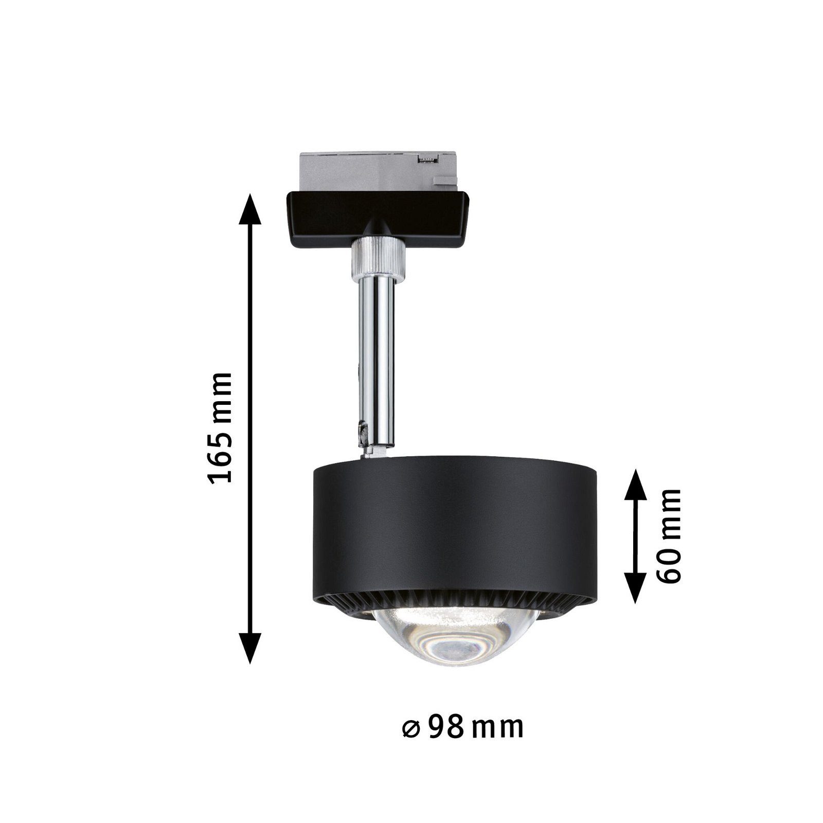 Paulmann Railsysteem-lampen URail rail spot Aldan 498lm 8W 2700K 230V Zwart mat, Chroom