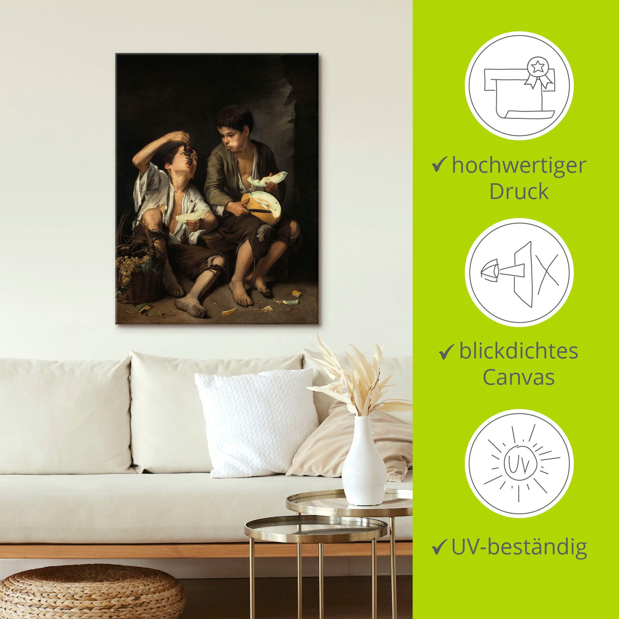 Artland Artprint op linnen Druiven en meloen eters. 1645/46