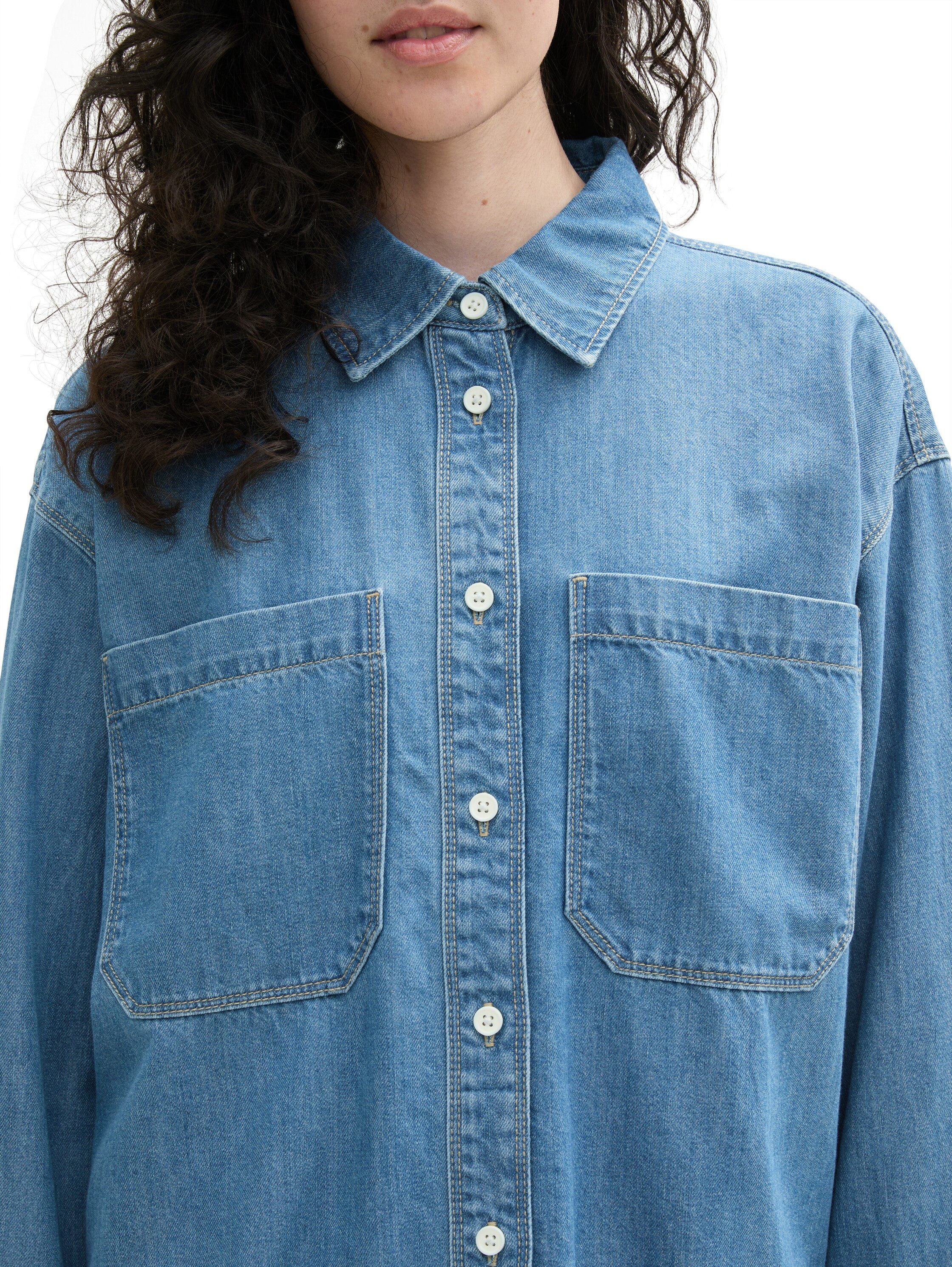 Tom Tailor Denim Jeans blouse met borstzakken