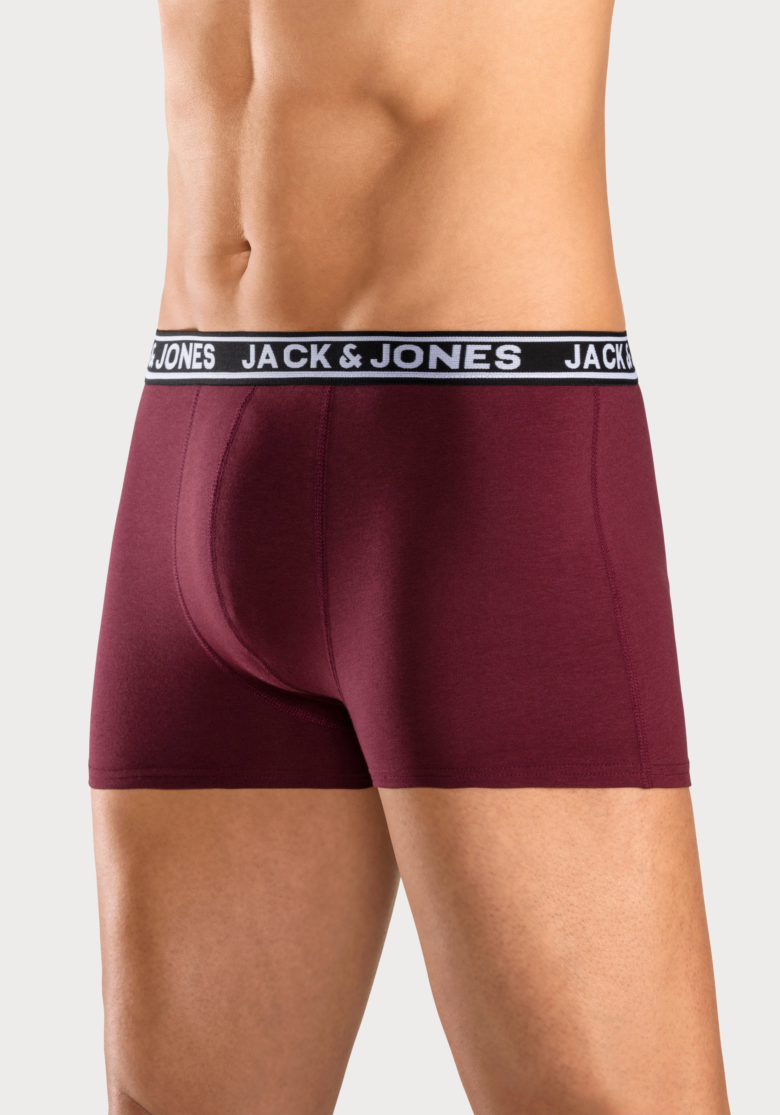 Jack & Jones Trunk JACCRISP in 6-pack met logoband en stretchcomfort effen met kleuraccent, modieus, nauwsluitend, katoenmix (set, 6 stuks)