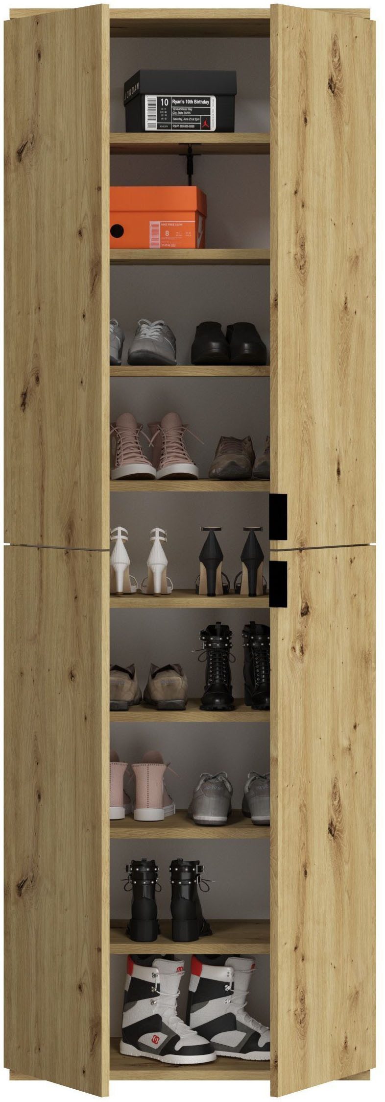 INOSIGN Multifunctionele kast Trondheim, Hoogte 193 cm, 4 Deuren, 9 Vakken, 7 Planken incl. uitschuifbare kledingstang, garderobekast, kledingkast